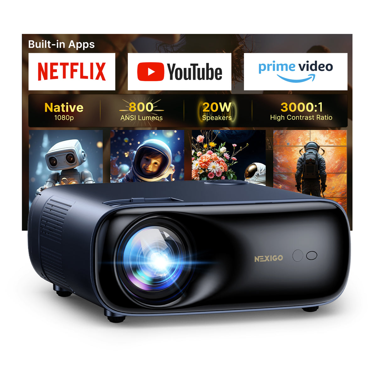 NexiGo PJ40 Ultra Outdoor Netflix Projector