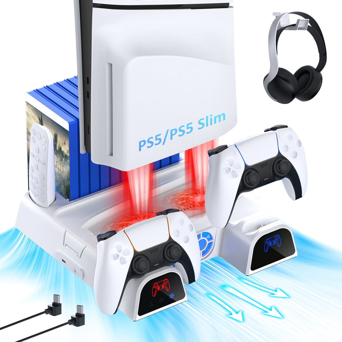 NexiGo PS5 Cooling Stand with Headset Holder and AC Adapter
