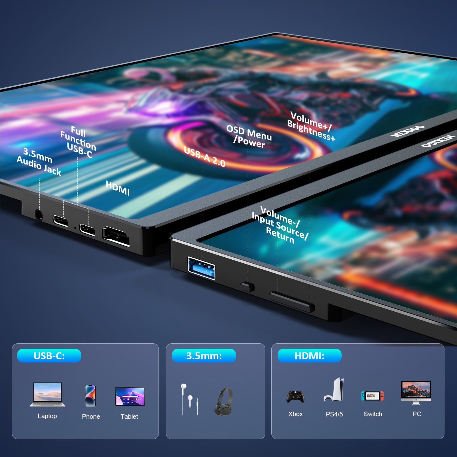 NexiGo 16 Inch 2.5K 144Hz Portable Monitor W/ Kickstand (NG16UFG-S) consumerelectronics - NexiGo