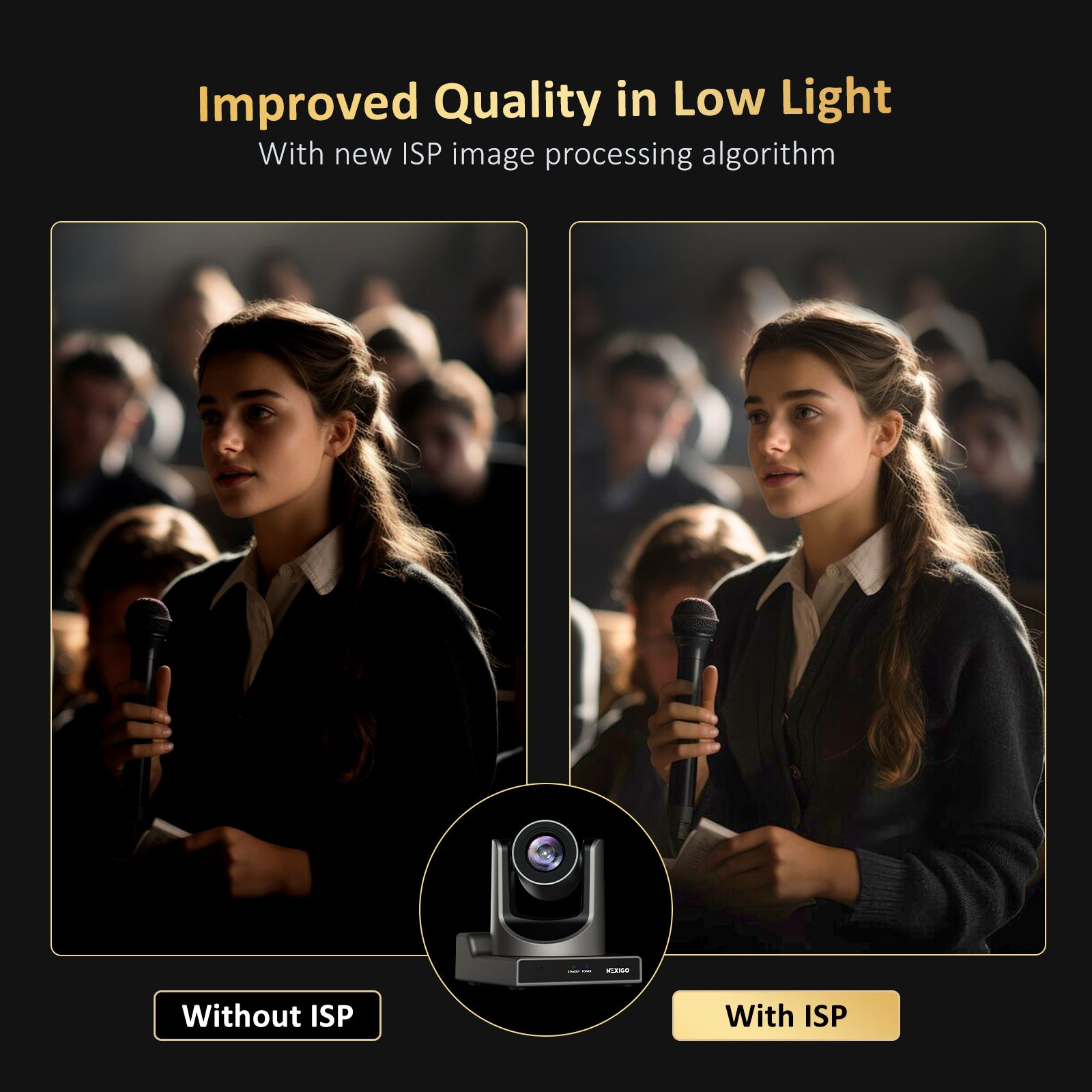 ISP technology enhances image clarity compared to images without ISP technology.