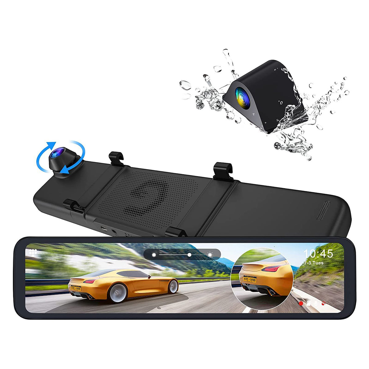 リュウ　　CHANGER DASH CAM MIRROR V28 Amazon.com: 11.26 Inch Dashcam Front and Rear View Mirror