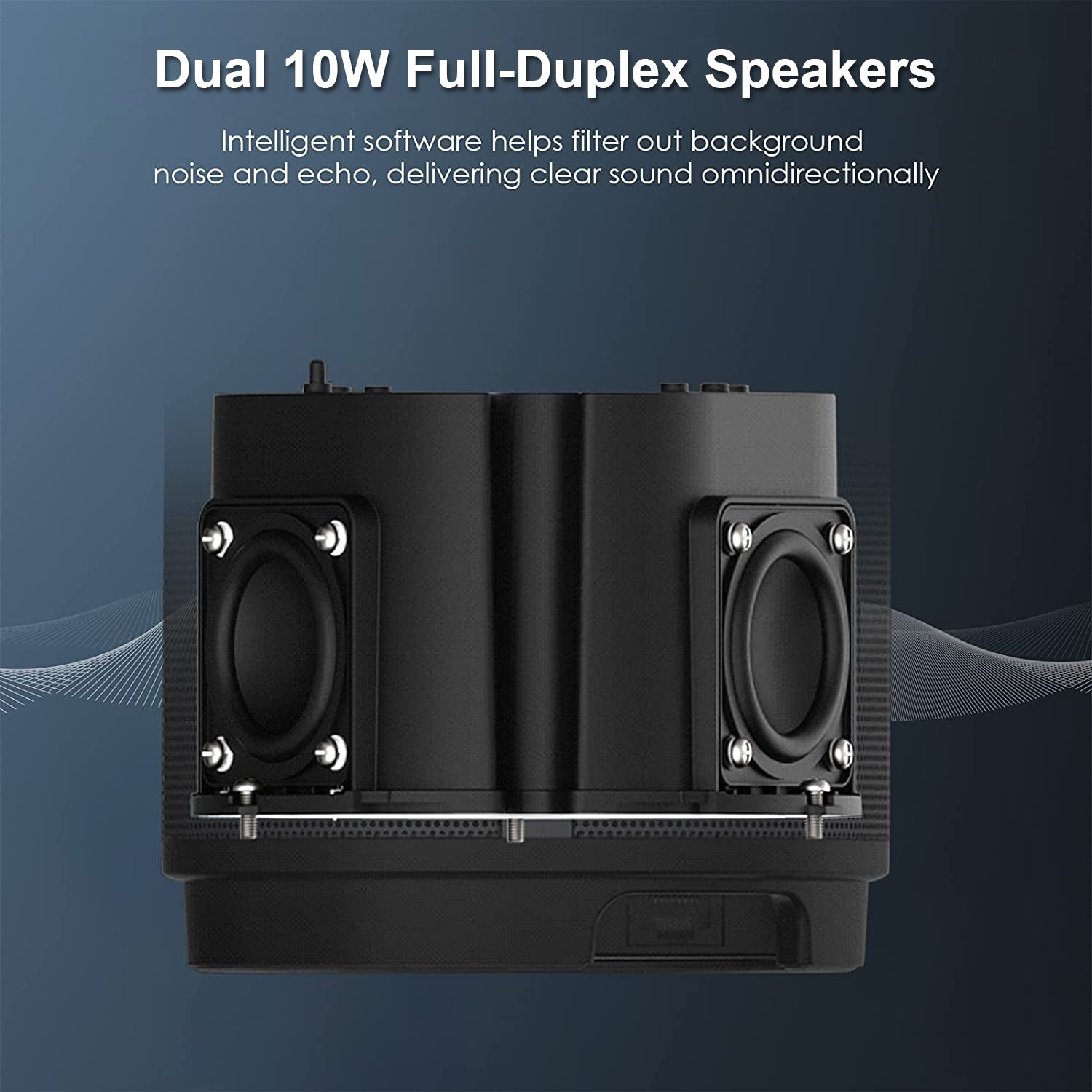 Conference Camera with Dual 10W Full-Duplex Speakers, providing clear omnidirectional sound.