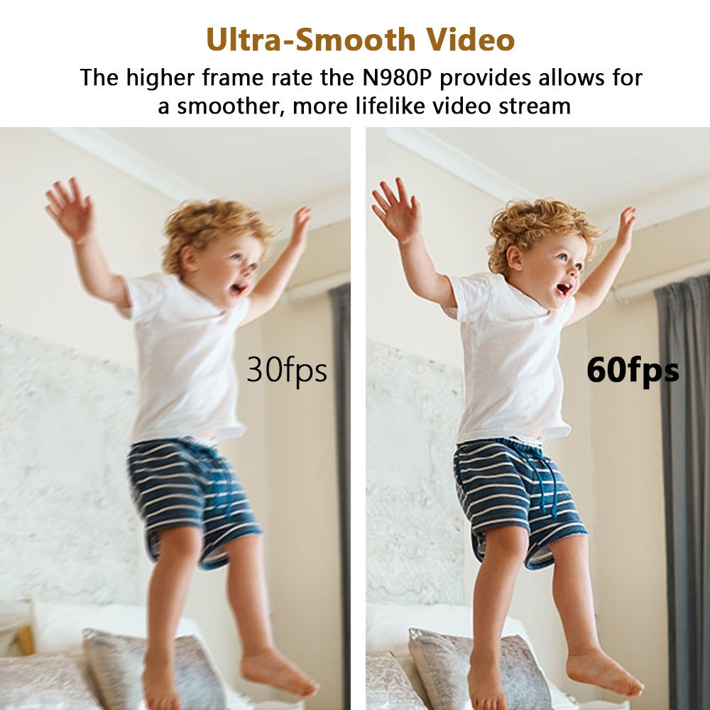 Webcam offers 60fps for smoother video compared to 30fps