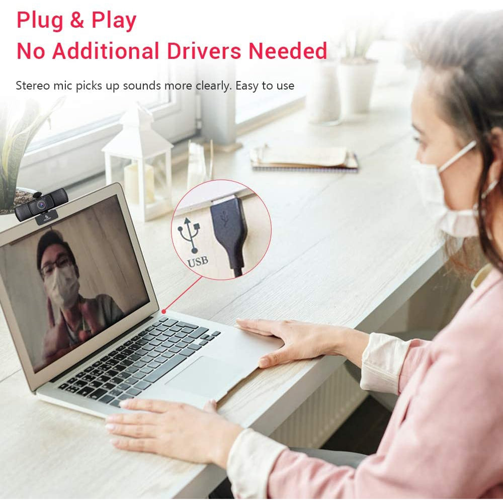 No extra devices needed. Plug webcam into laptop's USB port, ready to use.