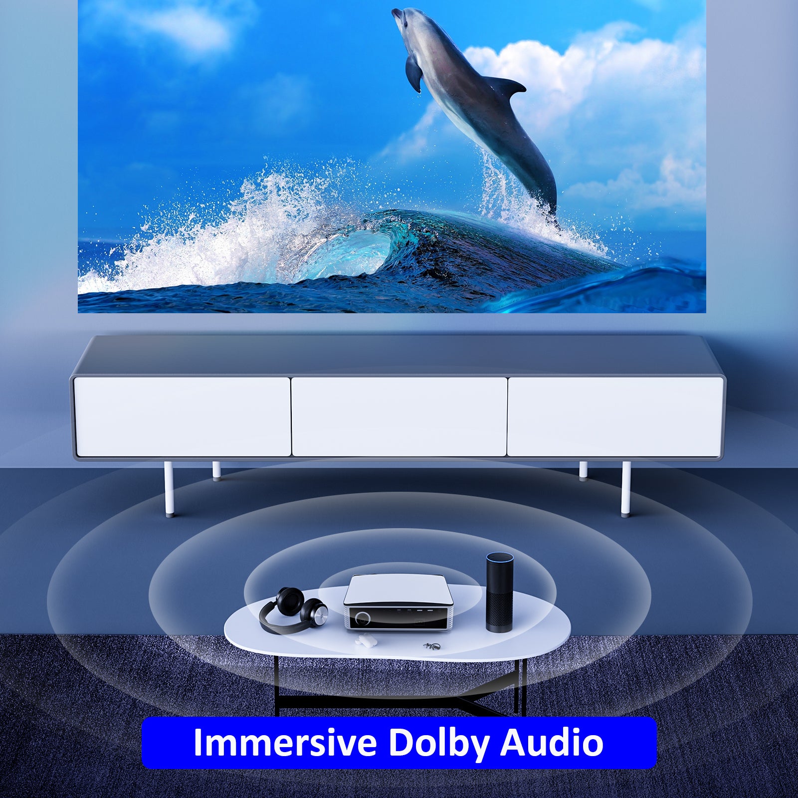 The projector supports Dolby Audio.