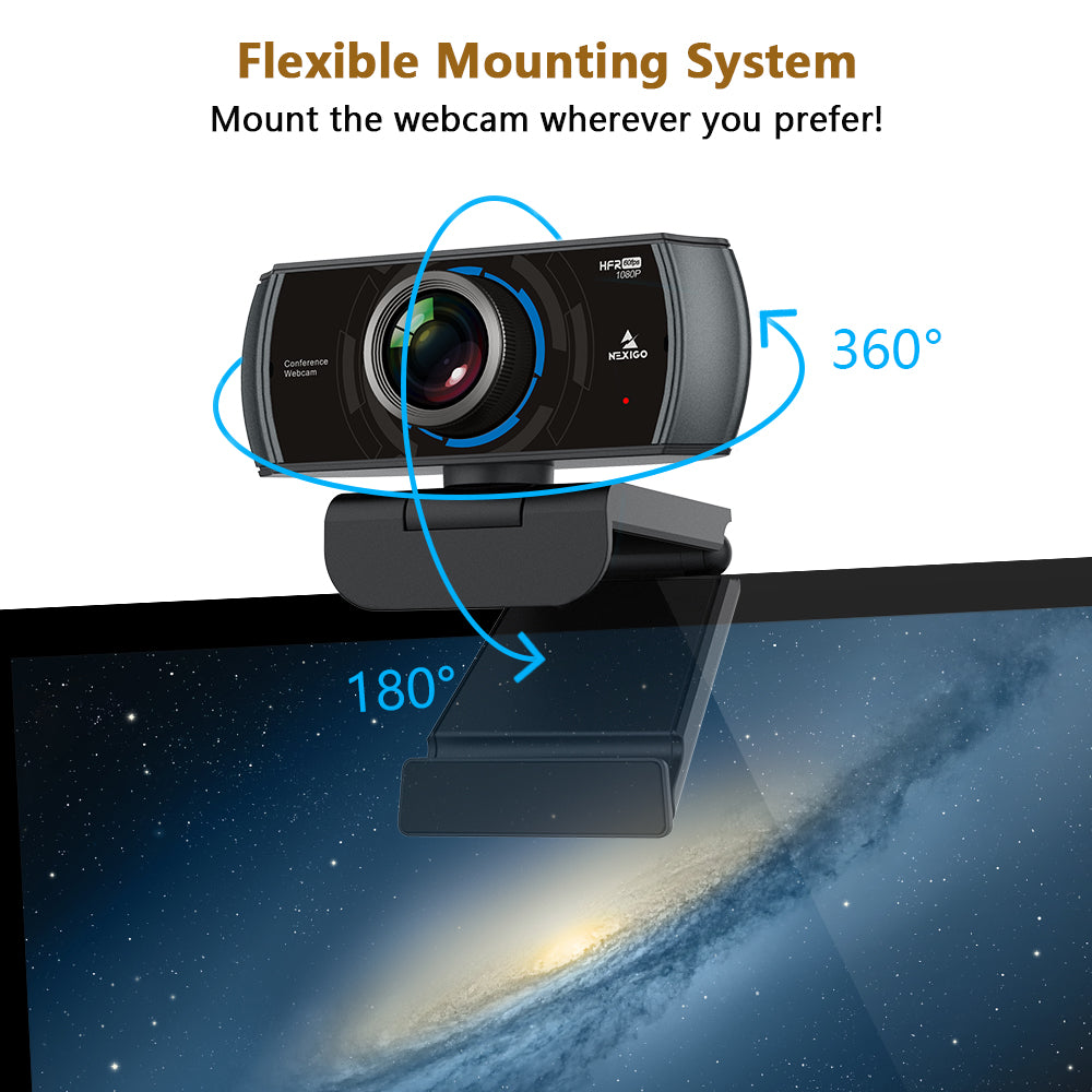 Webcam rotates 360¡ã left/right; camera clip can open up to 180¡ã