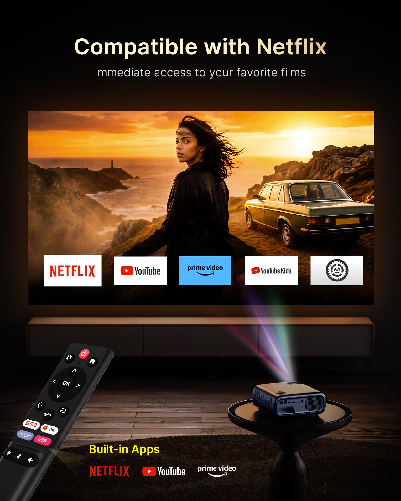 NexiGo PJ40 Ultra Outdoor Netflix Projector