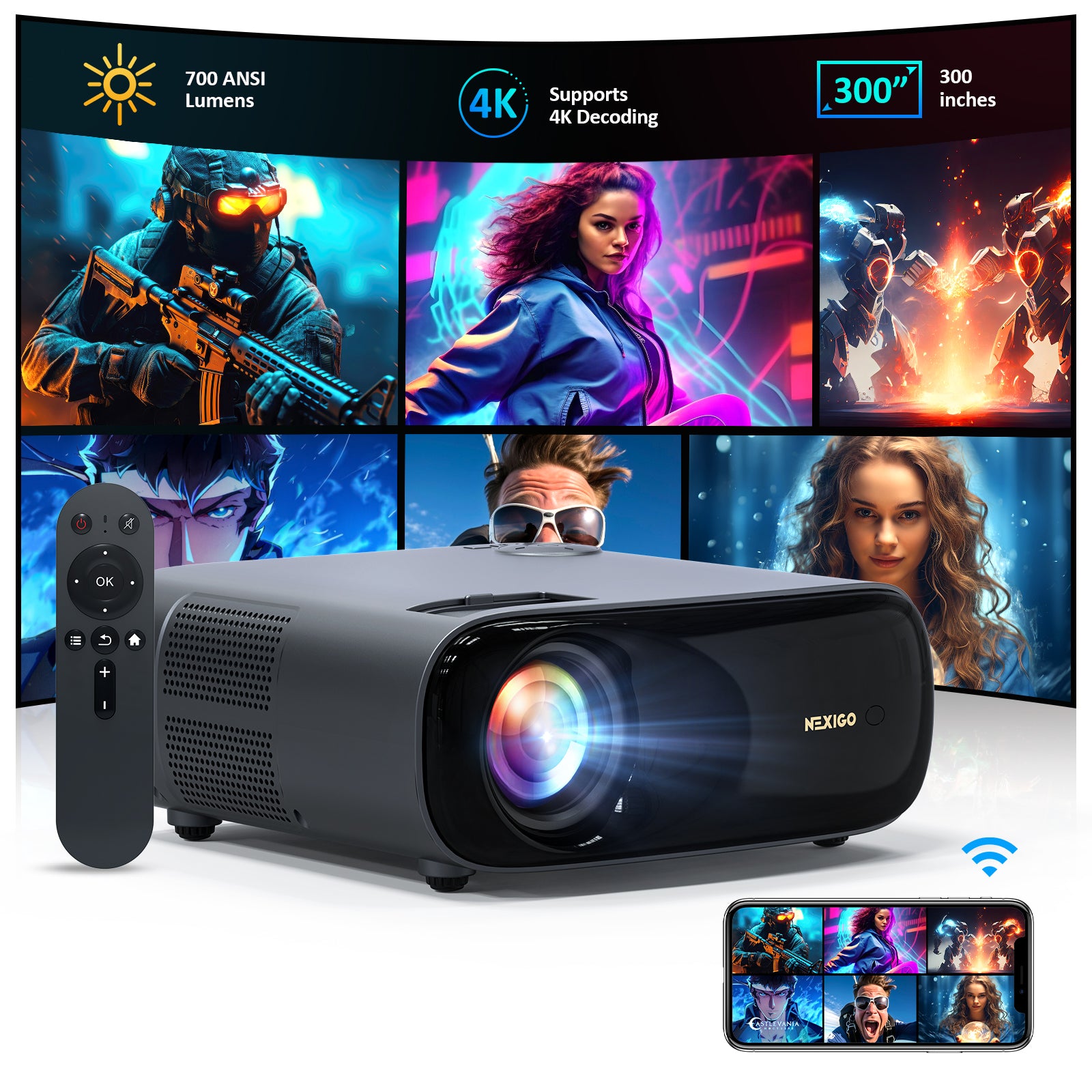 NexiGo PJ40 Native 1080P Projector