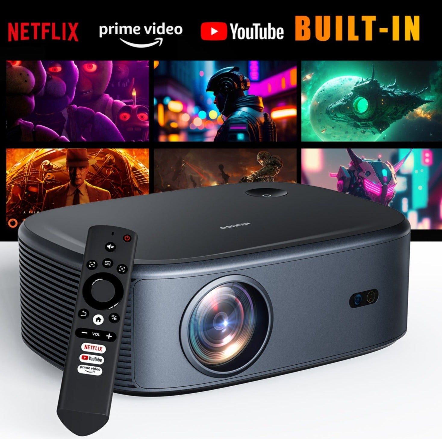 NexiGo PJ30 Ultra LCD Projector with Netflix Officially-Licensed