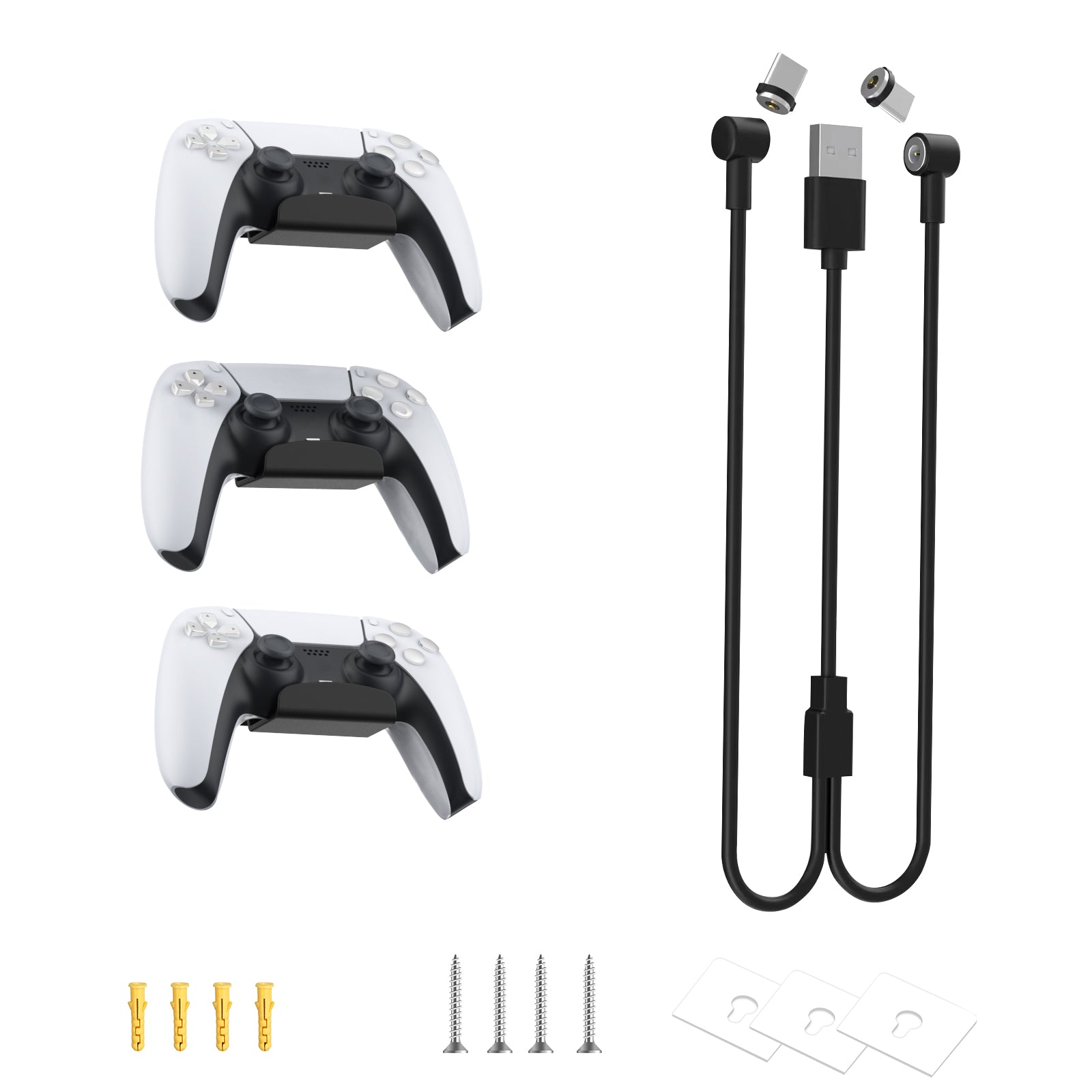 The Wall Mount Set for PSVR2 Controllers includes a steel controller holder and a headphone hanger