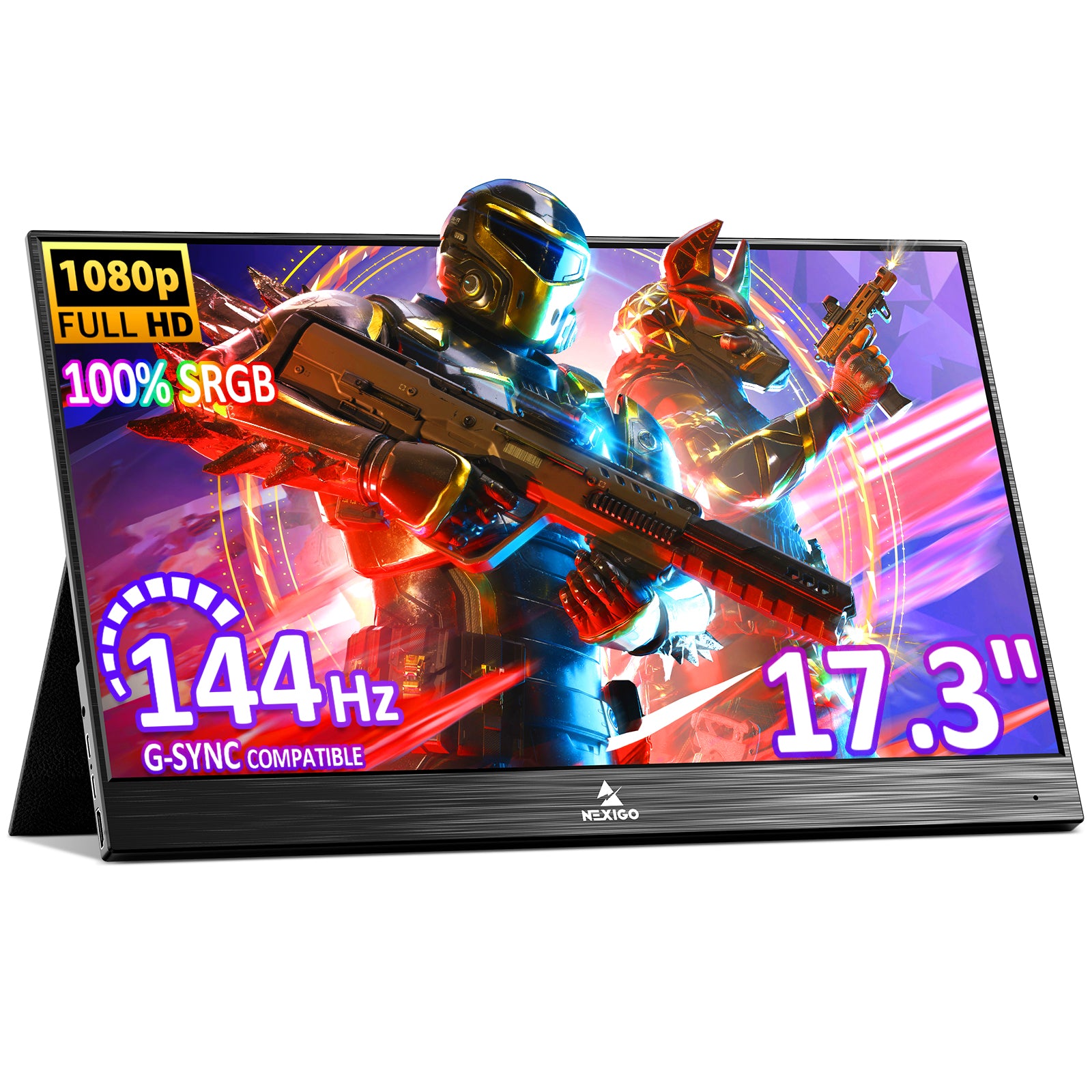 The NexiGo NG17FG 17.3 Inch 144Hz Portable Monitor is compatible with G-SYNC.