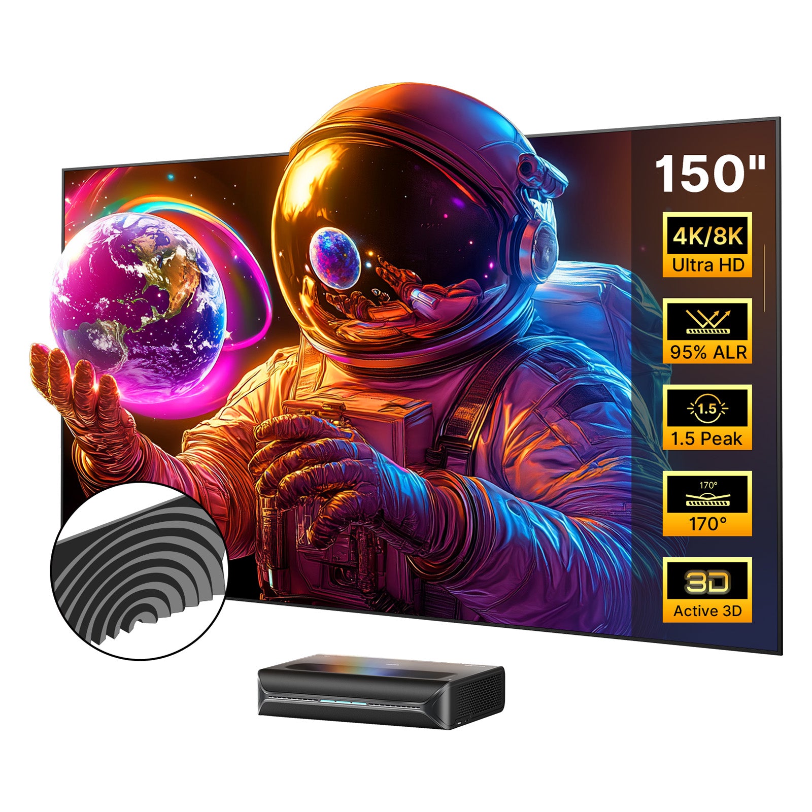 NexiGo 150'' ALR Fresnel Projector Screen consumerelectronics - NexiGo