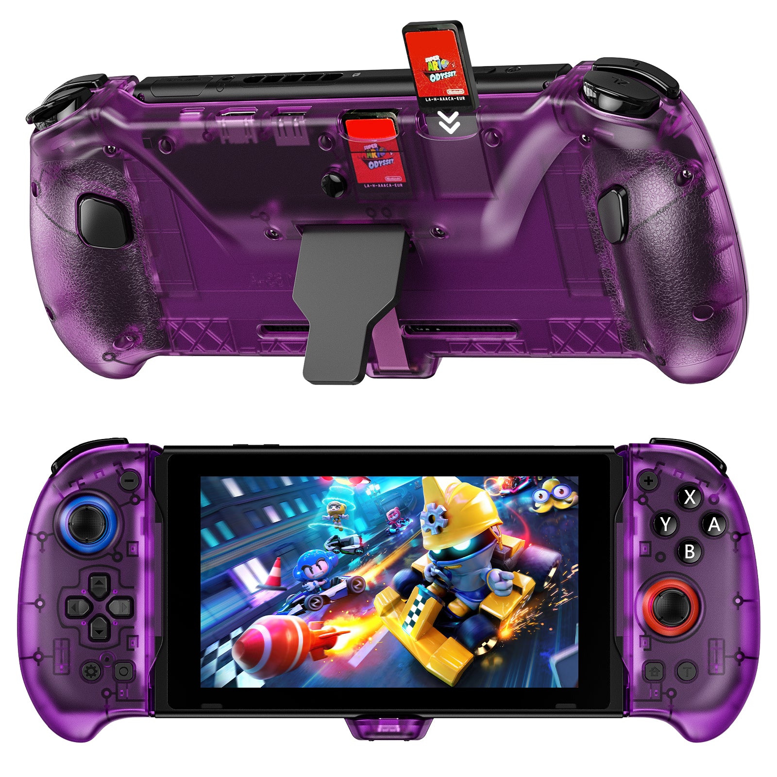 Purple Switch GripCon controller with built-in HDMI port.