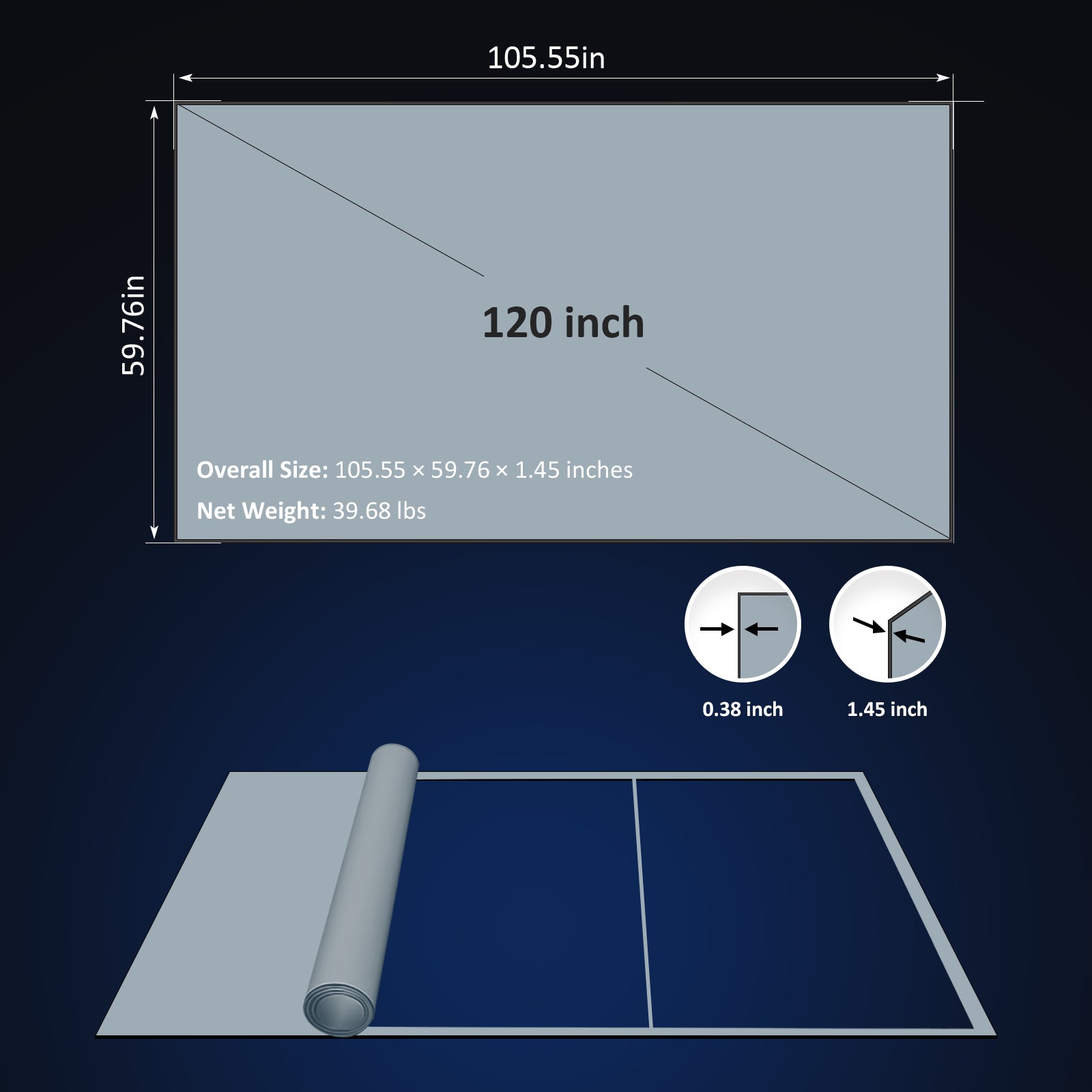 A dimensional drawing of ALR-F120 anti-light screen