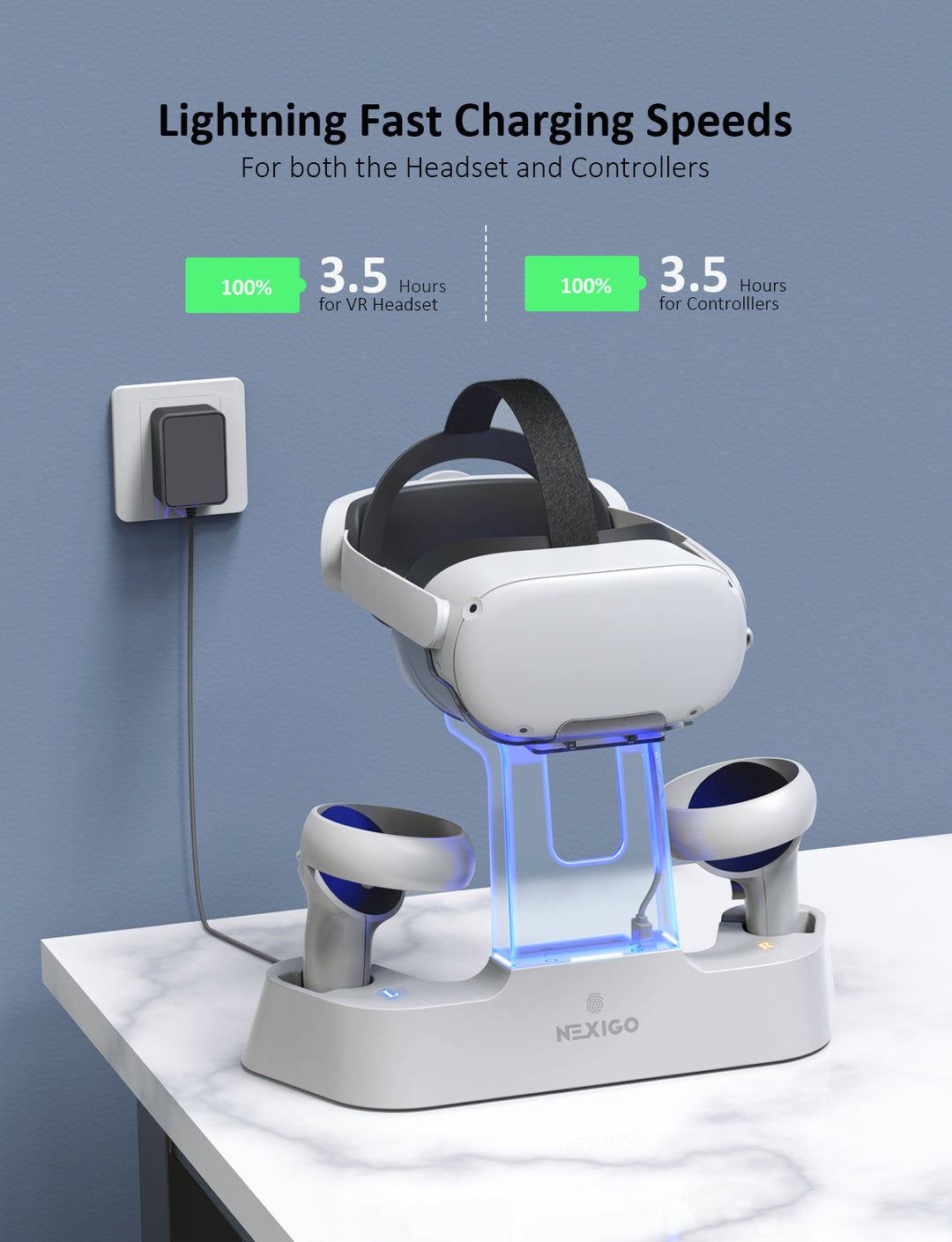 家電 Quest2 YOGES VR Charging Dock for Meta Quest 2, Q20Pro Fast Charging Station