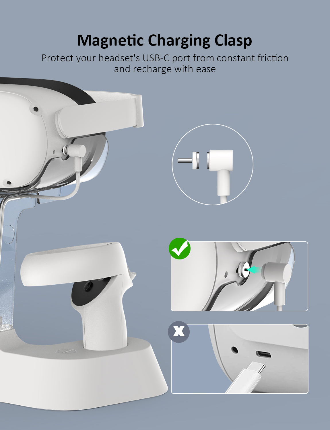 NexiGo Magnetic Cable with USB-C Connector, Elite Strap Stand, for Oculus Quest 2 - Thumbnail 3