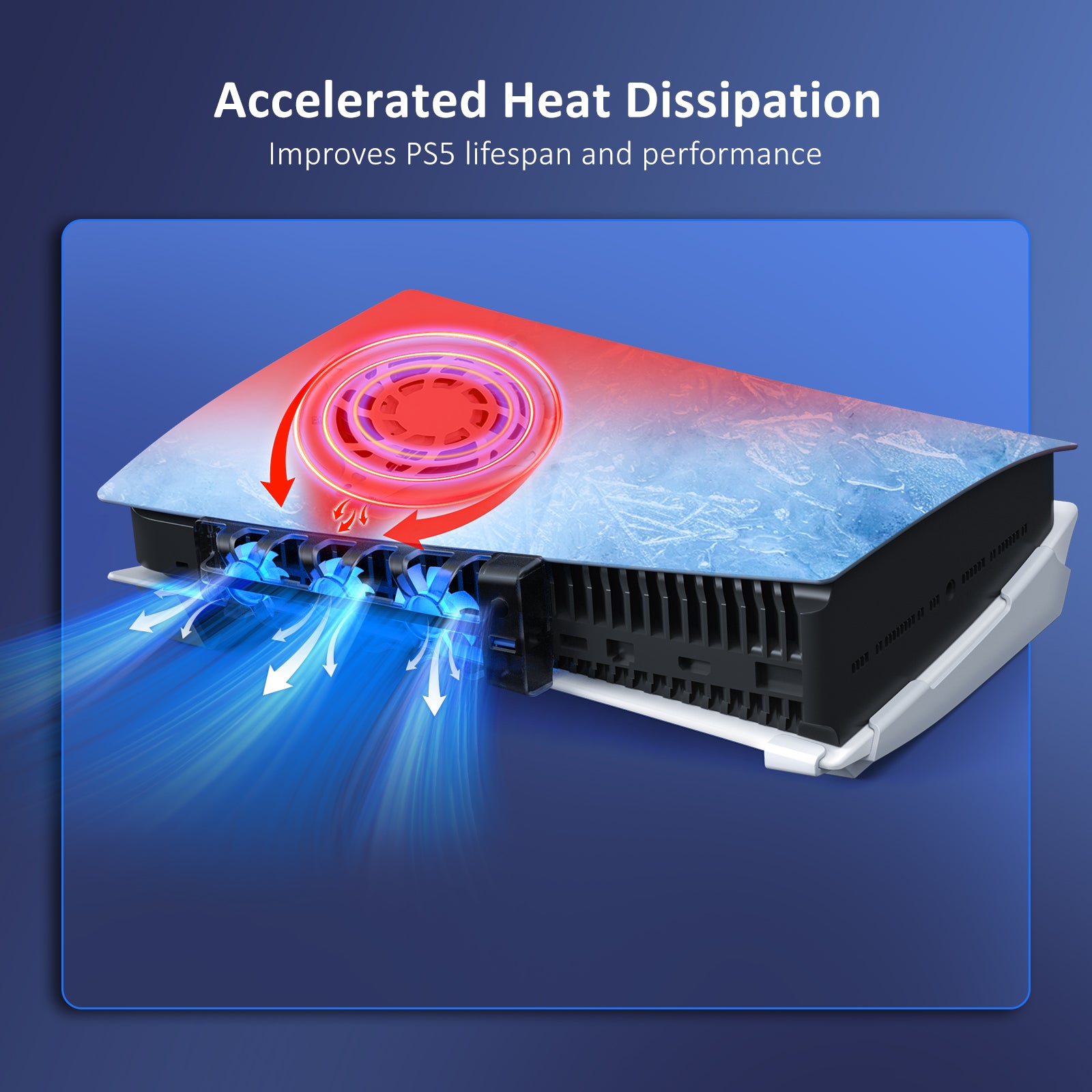 The cooling fan is accelerating heat dissipation for the PS5 console.