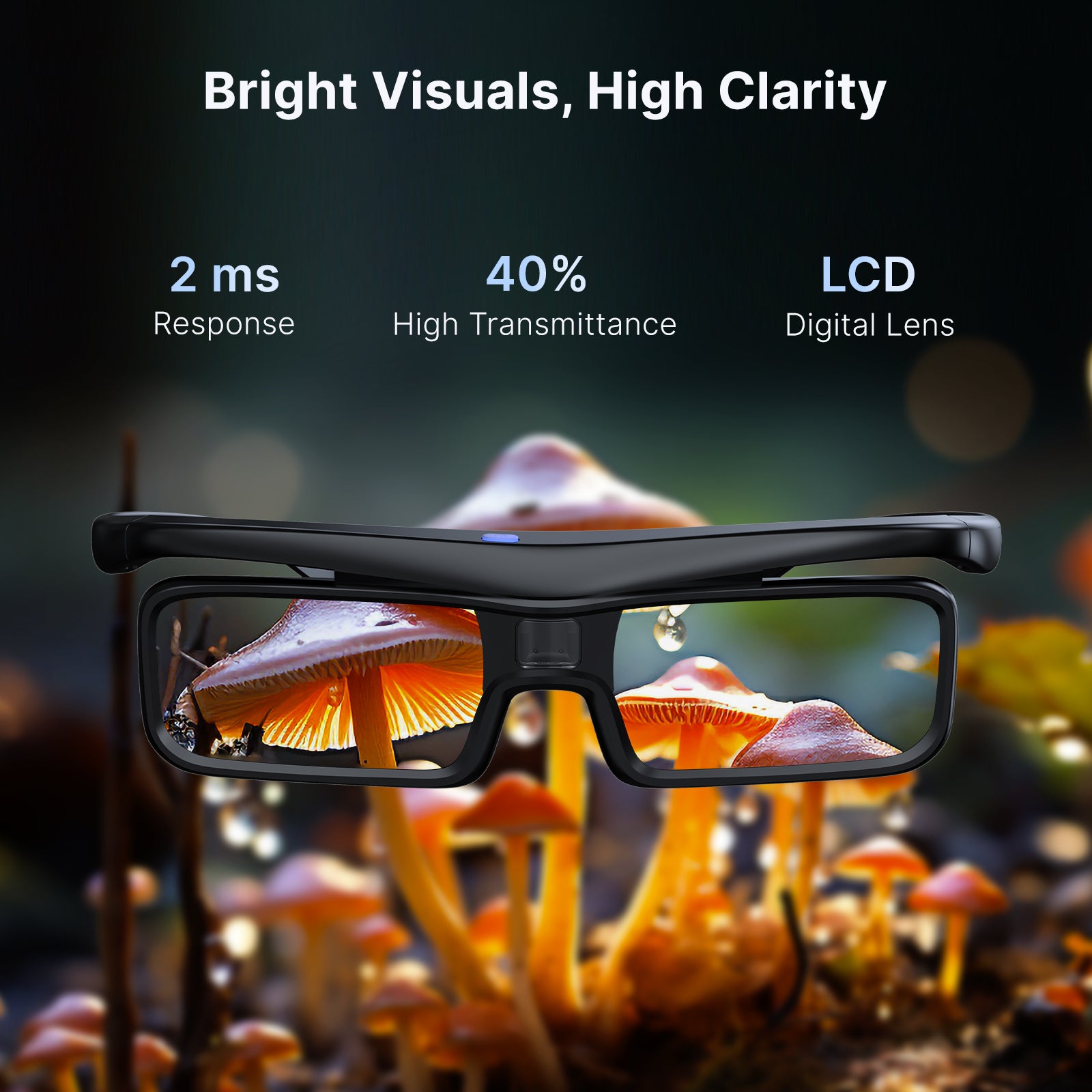 Viewing the mushroom image with 3D glasses makes the picture clearer.