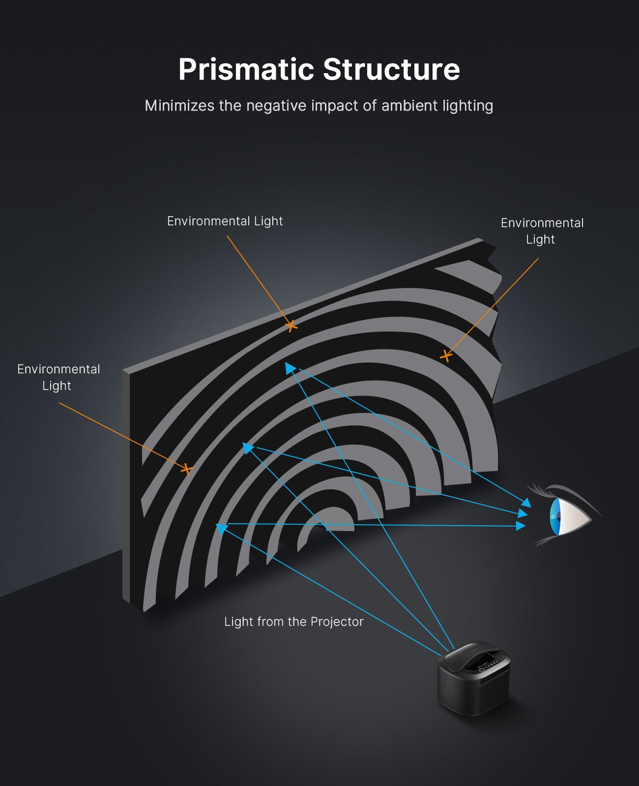 Shows Fresnel’s prismatic optical structure.