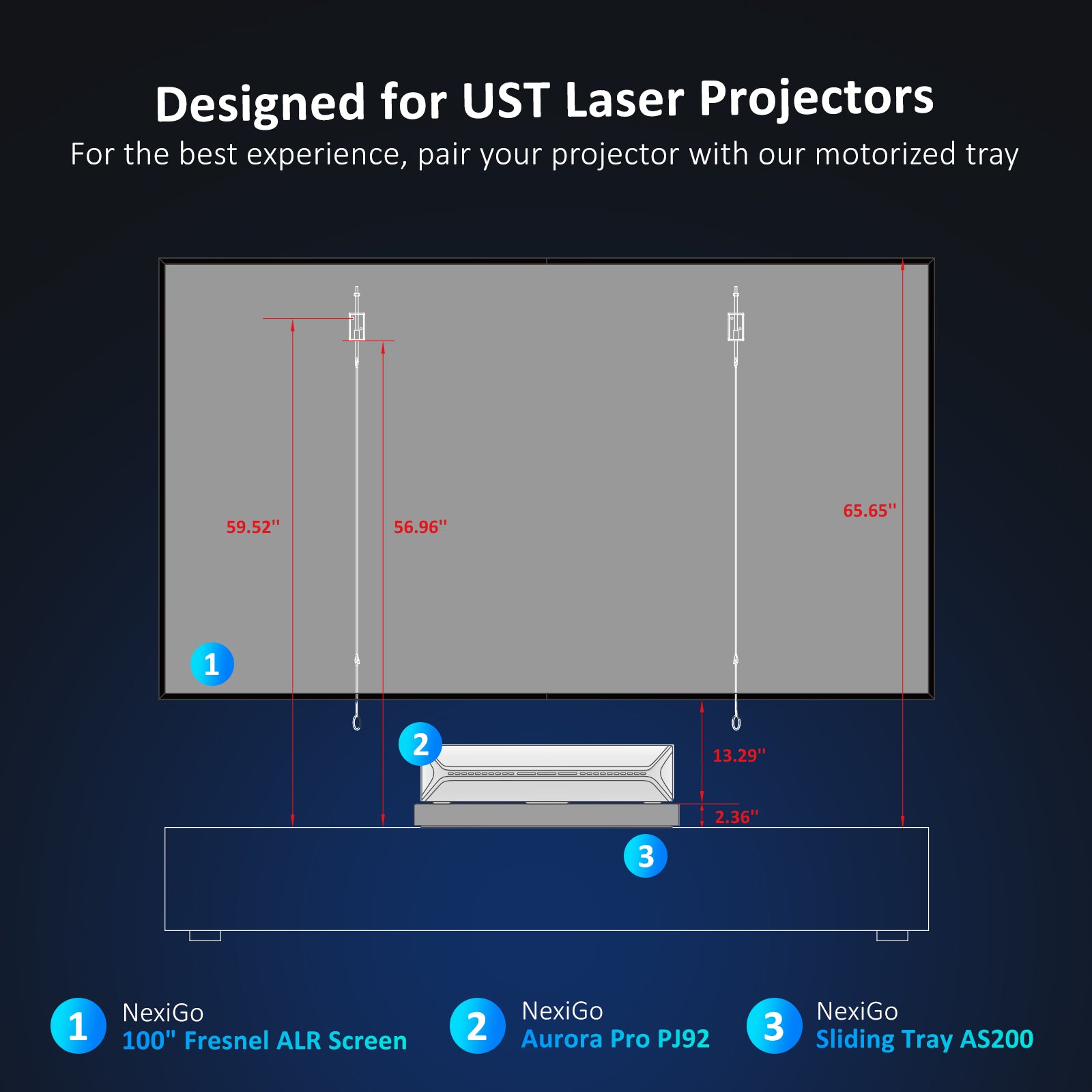 design for 100‘’ UST laser projector