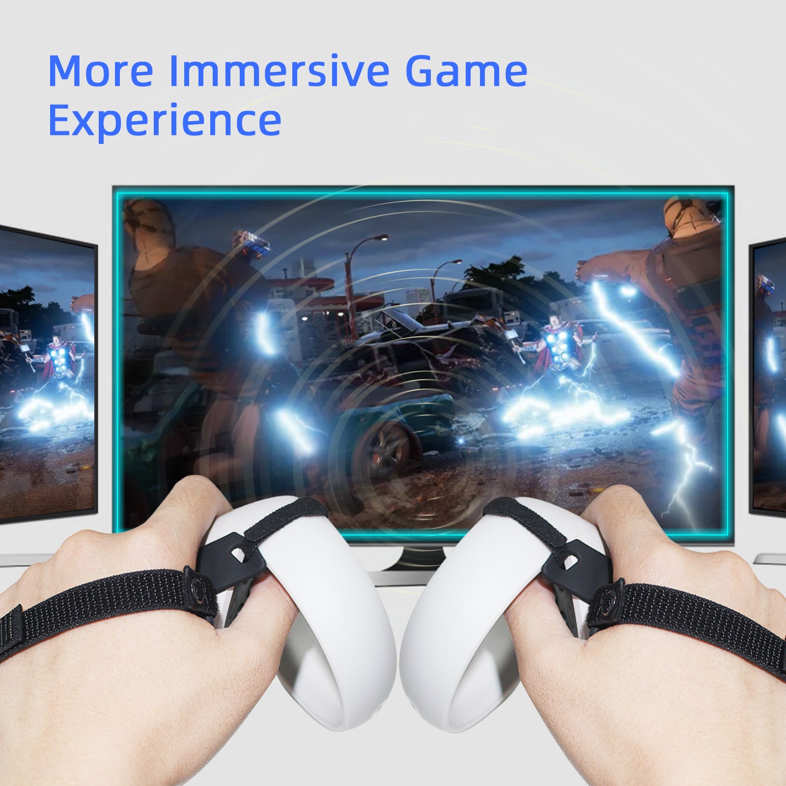 Enjoy an immersive gaming experience with VR controllers that have silicone covers.