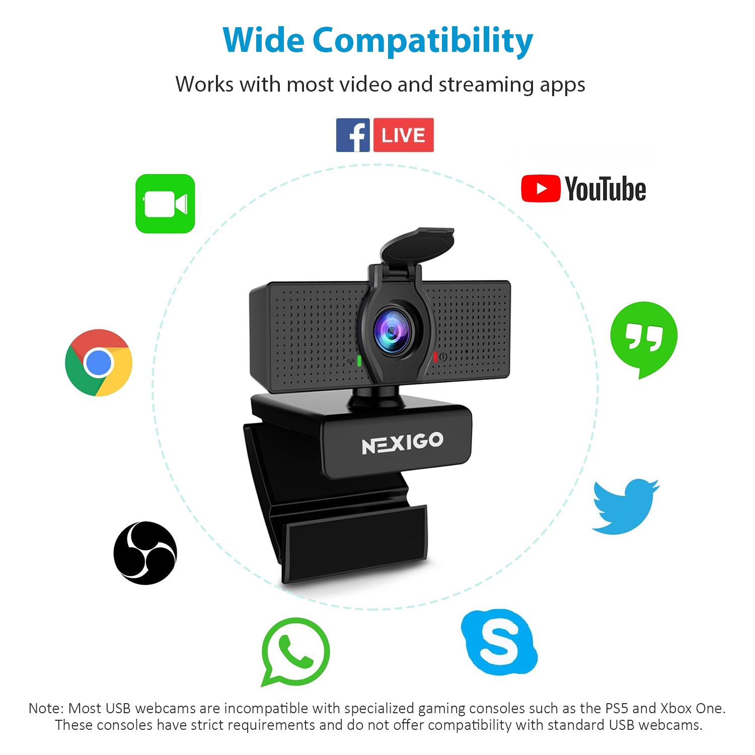 The camera is widely compatible with multiple video and live streaming software.