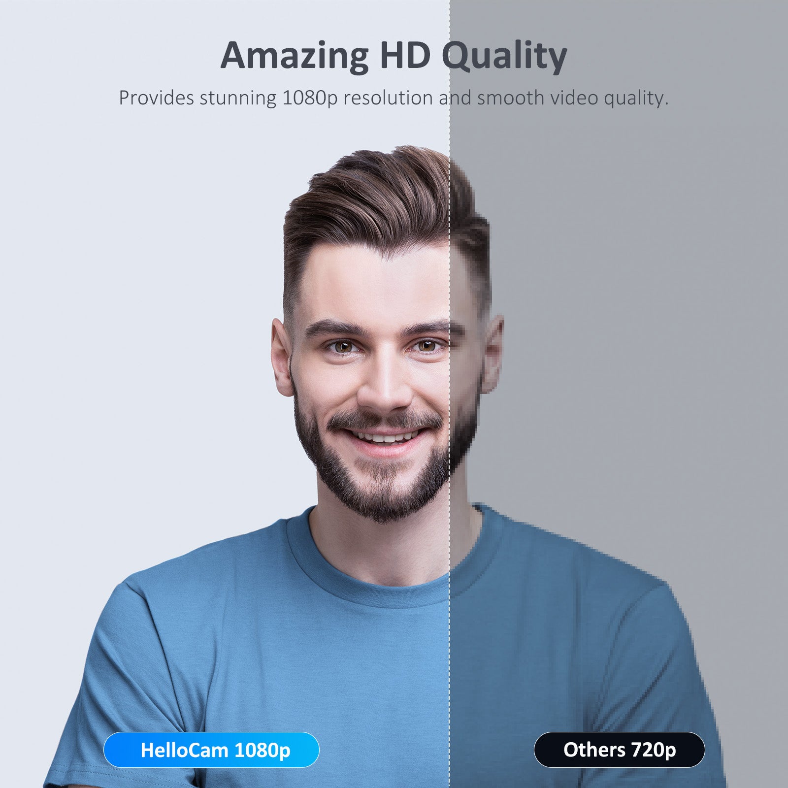 HelloCam 1080P webcam offers superior HD quality compared to other brands' 720P.