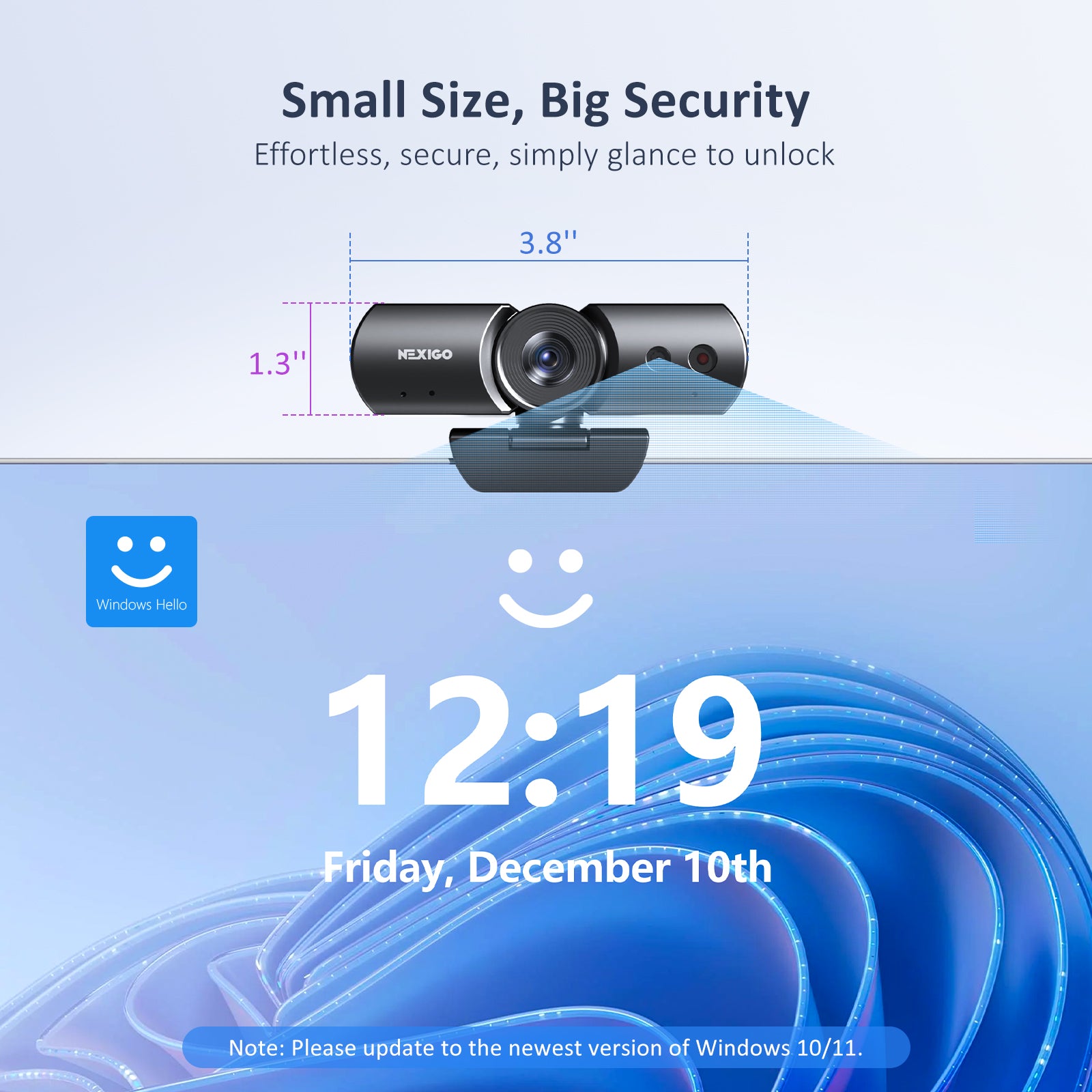NexiGo HelloCam Webcam 1080p Con Windows Hello - Otturatore Privacy Automatico, Microfono Integrato - Foto 4