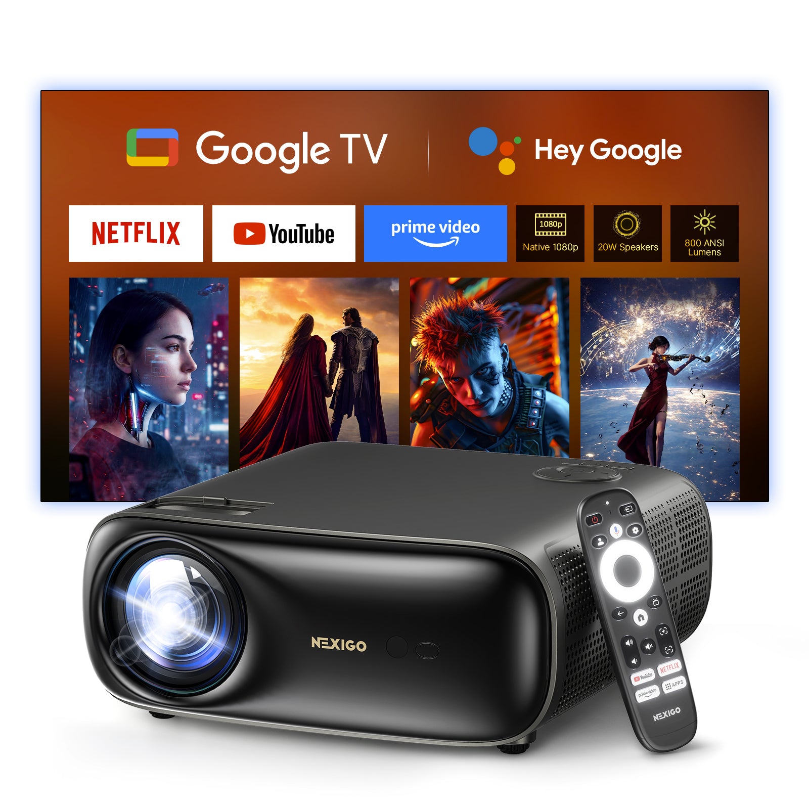 NexiGo PJ40 Pro Smart Projector with Google TV consumerelectronics - NexiGo