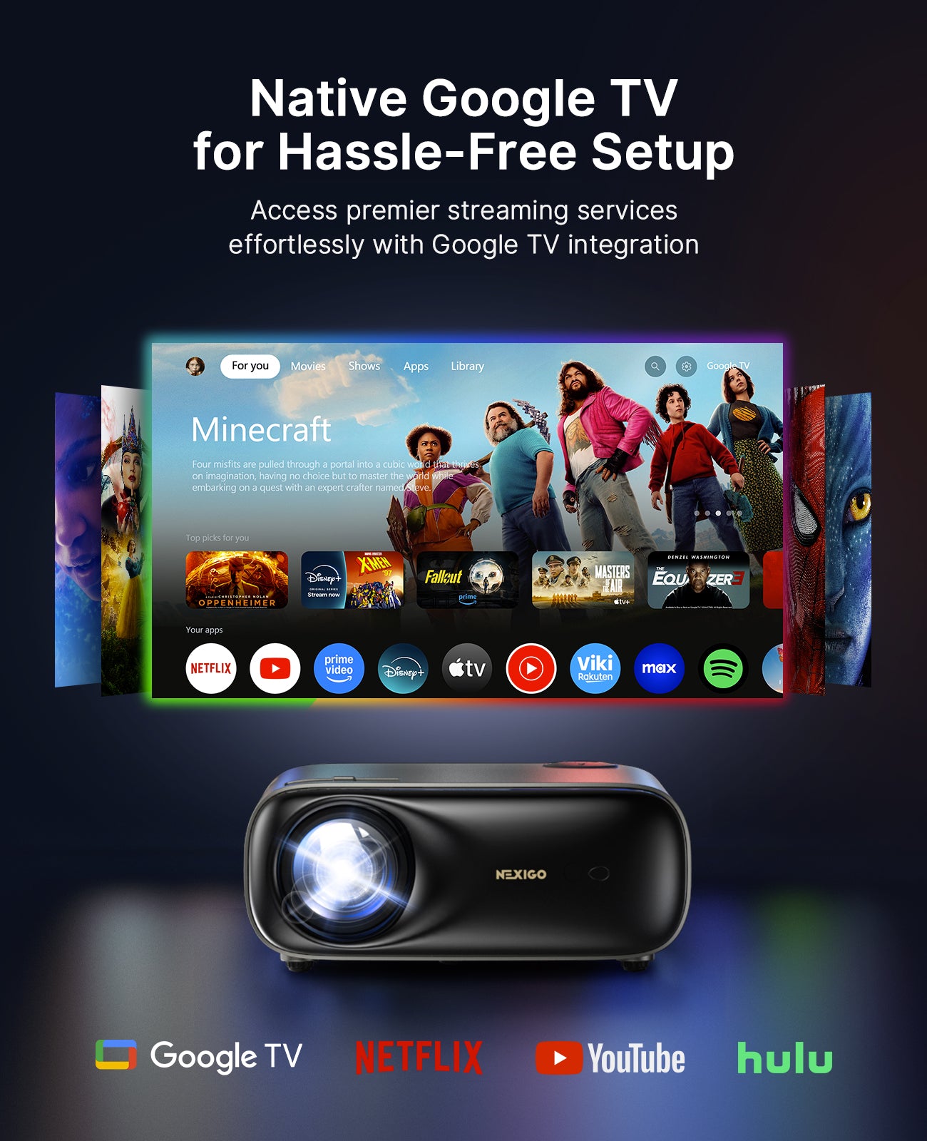 The back of the PJ40 Pro is displaying the GTV interface.