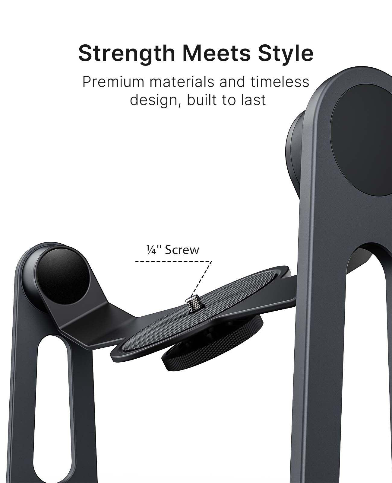 This image highlights the details of the 1/4'' screw