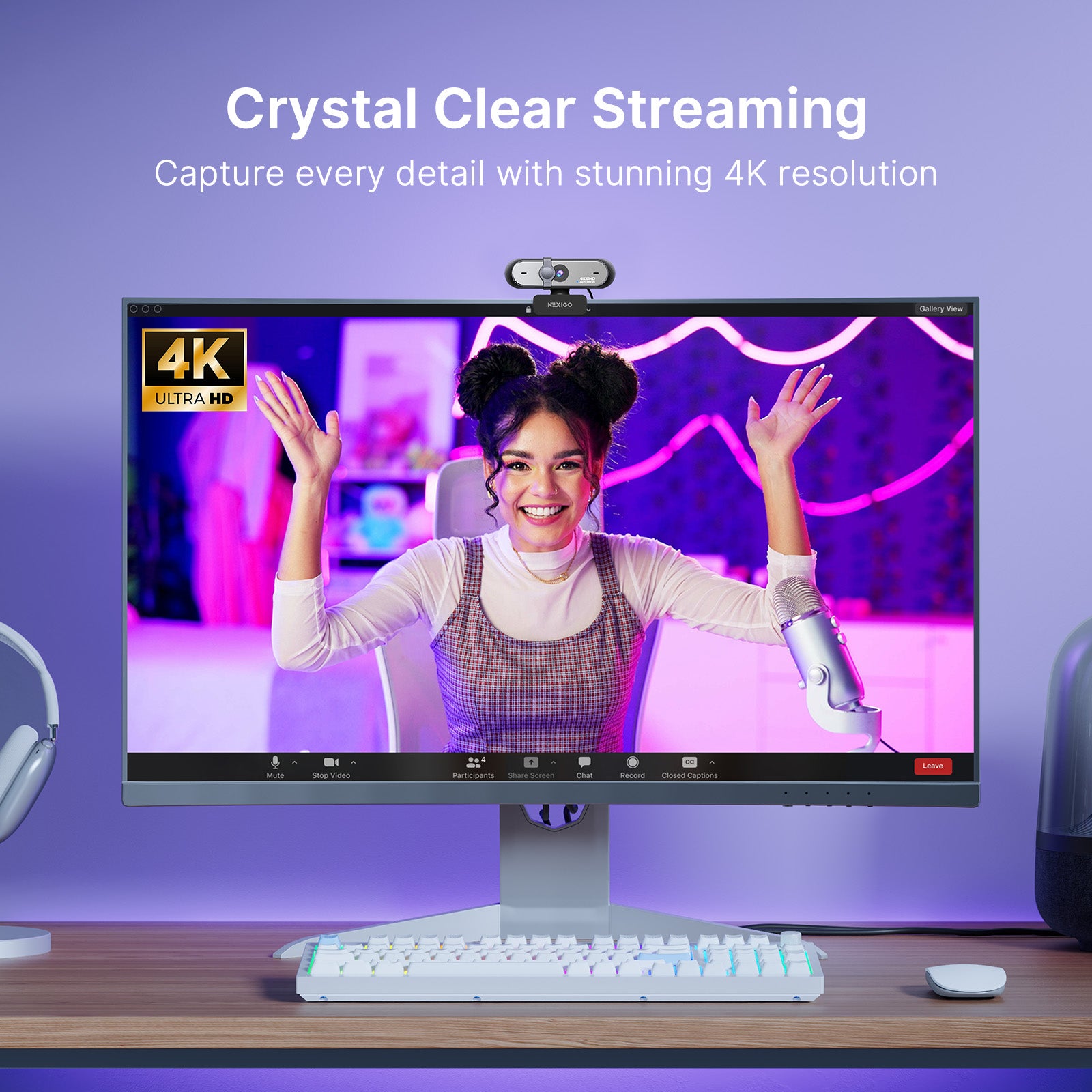NexiGo N660P Pro 4K Webcam with Distortion-Free Lens