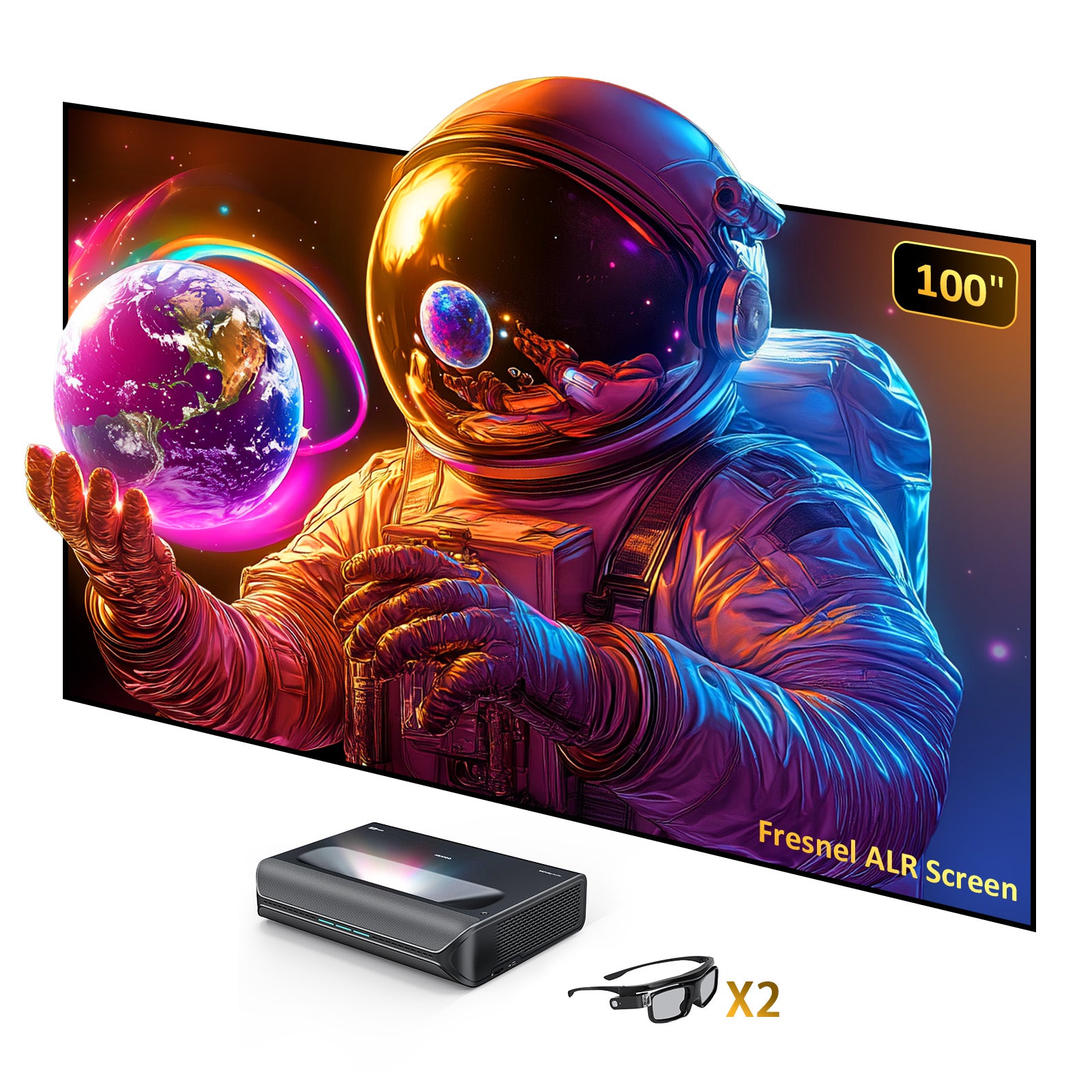 Aurora Pro MKII+100" Fresnel Screen+FREE 3D Glasses