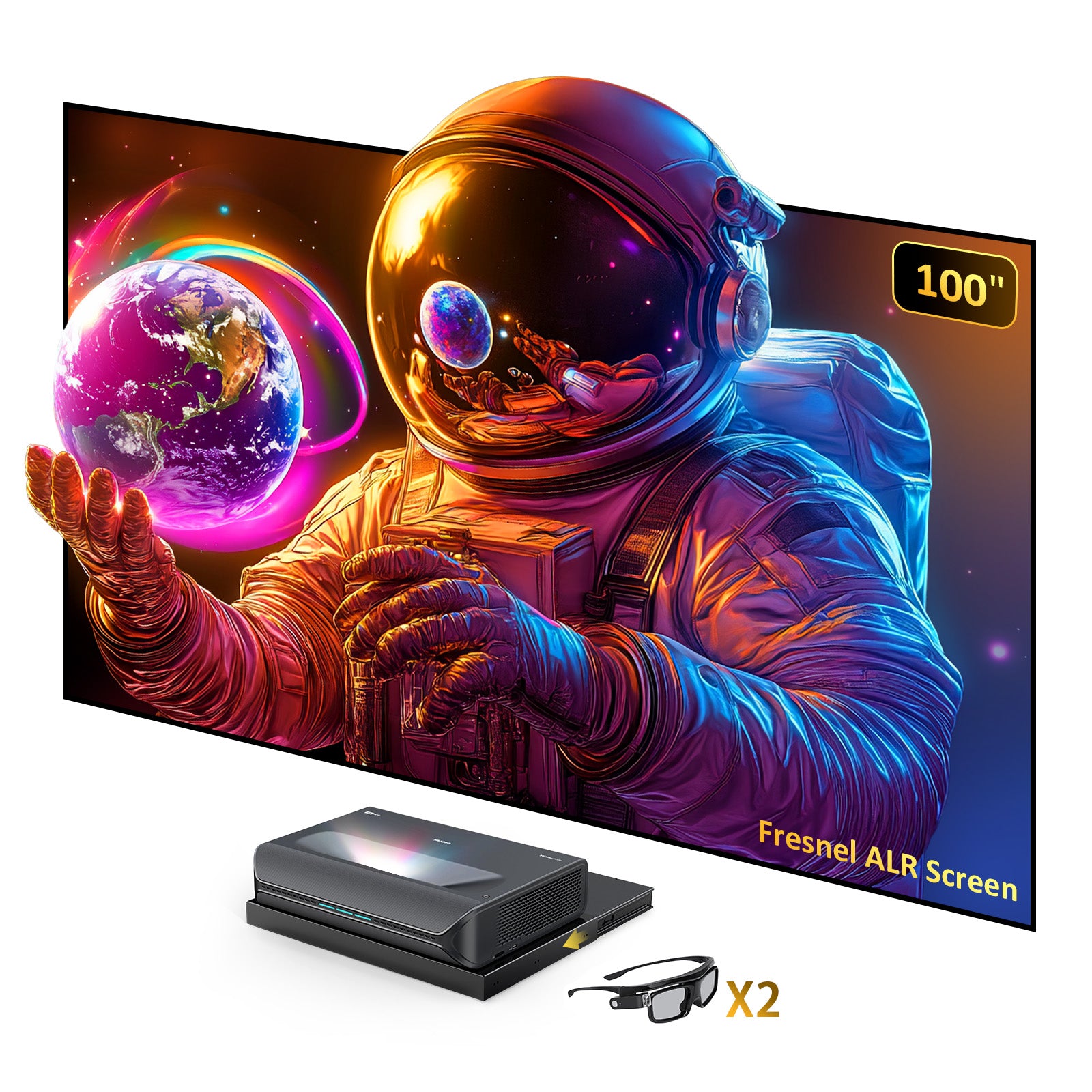 Aurora Pro MKII+100" Fresnel Screen+AS200 Sliding Tray+FREE 3D Glasses