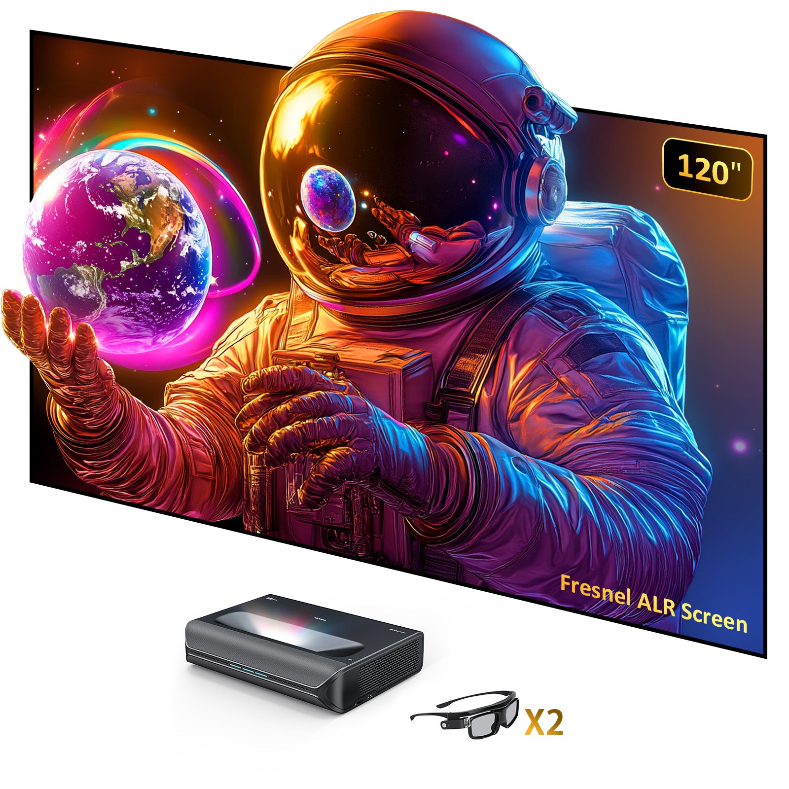 Aurora Pro MKII+120" Fresnel Screen+FREE 3D Glasses