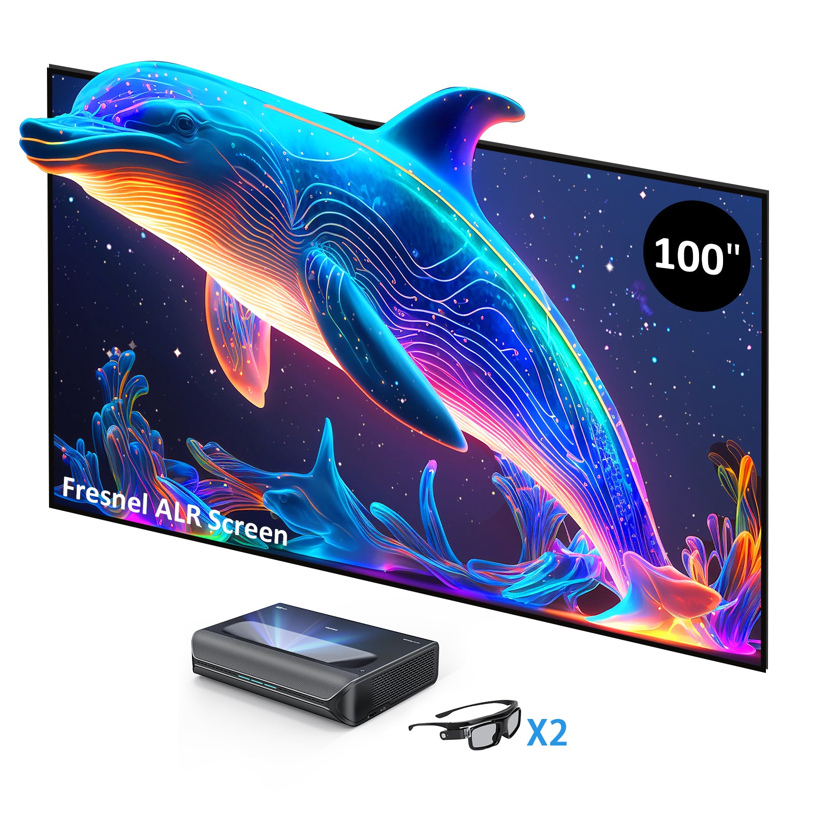 NexiGo Aurora Pro, Home Theater Laser TV, 100"/120" Fresnel Screen/AS200/AS400 Motorized Sliding Tray consumerelectronics - NexiGo