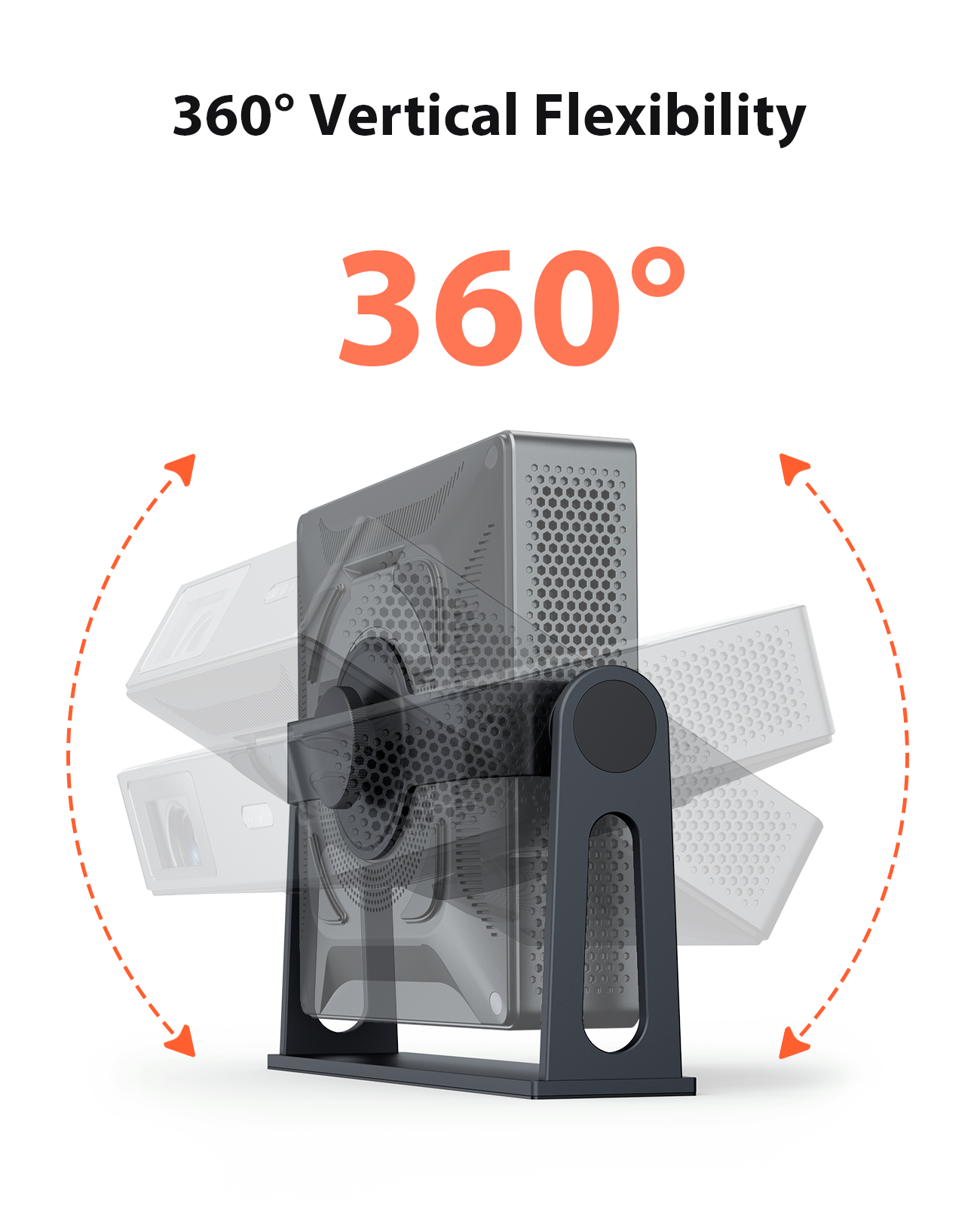 The stand supports 360° rotation.