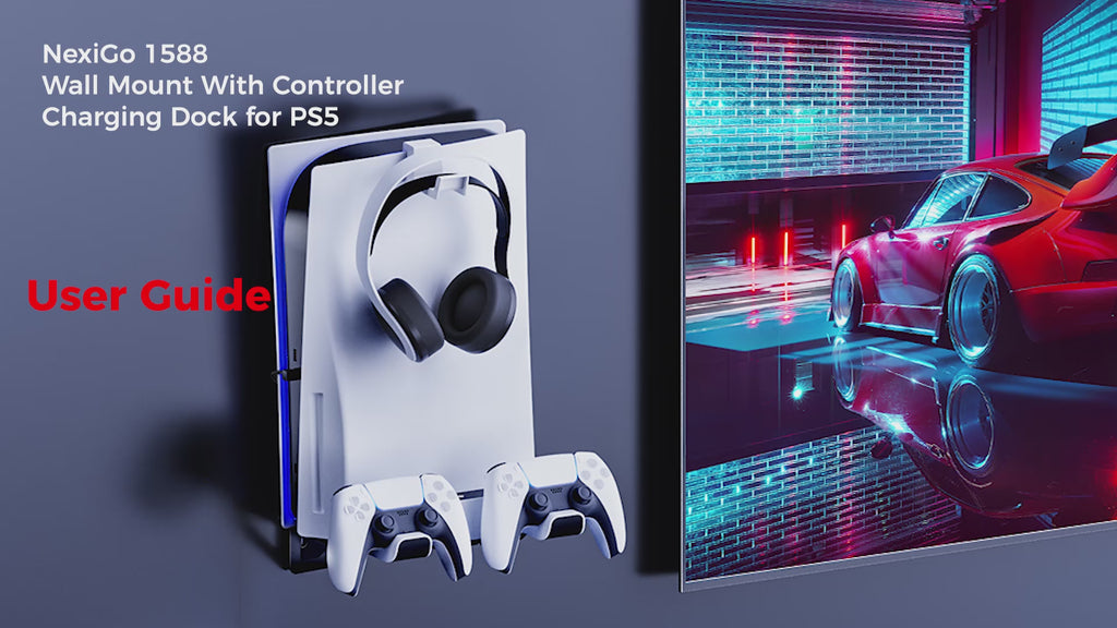 NexiGo Wall Mount with Controller Charger for PS5 (Disc & Digital)