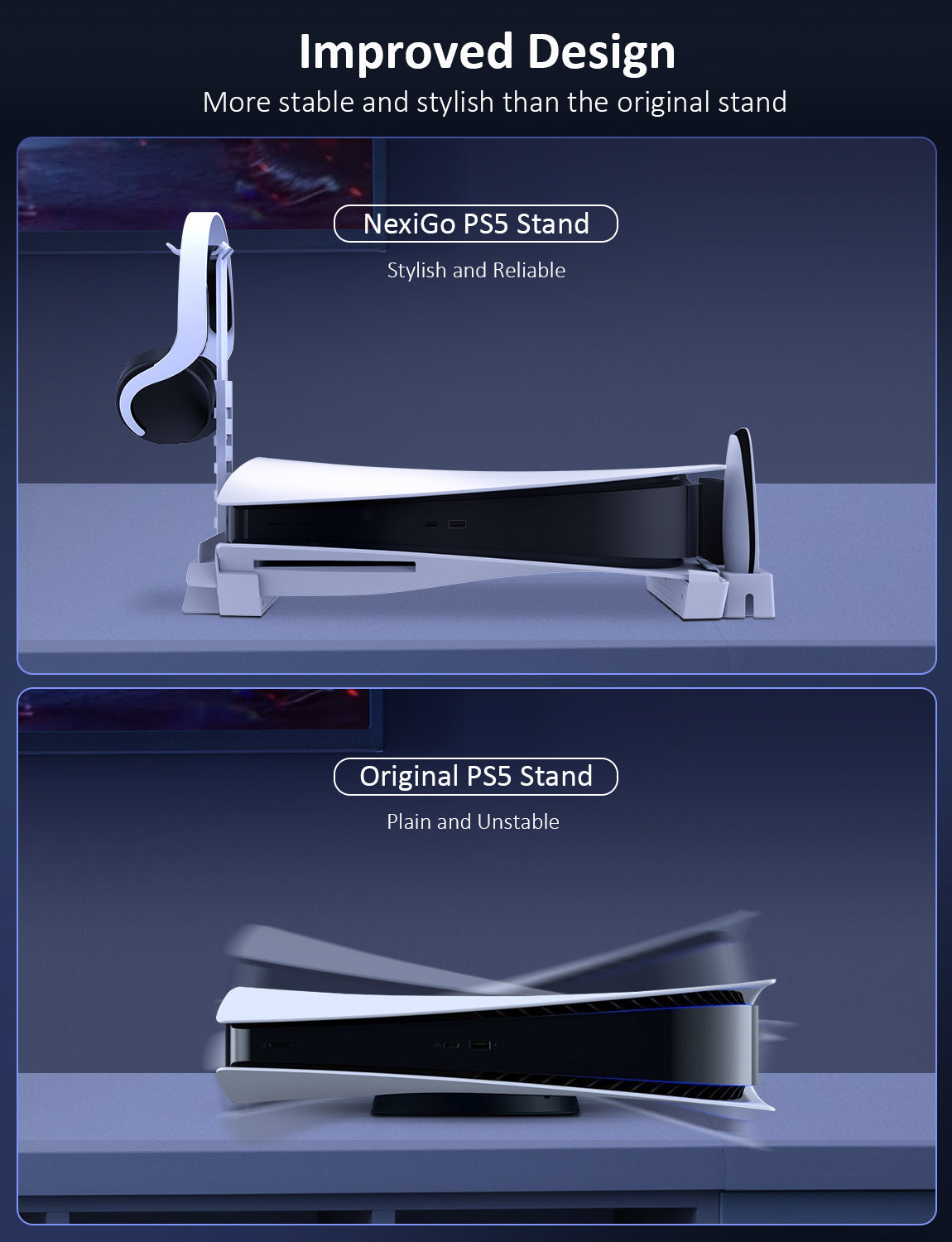 The official PS5 stand causes shaking, but not with the Modular System.