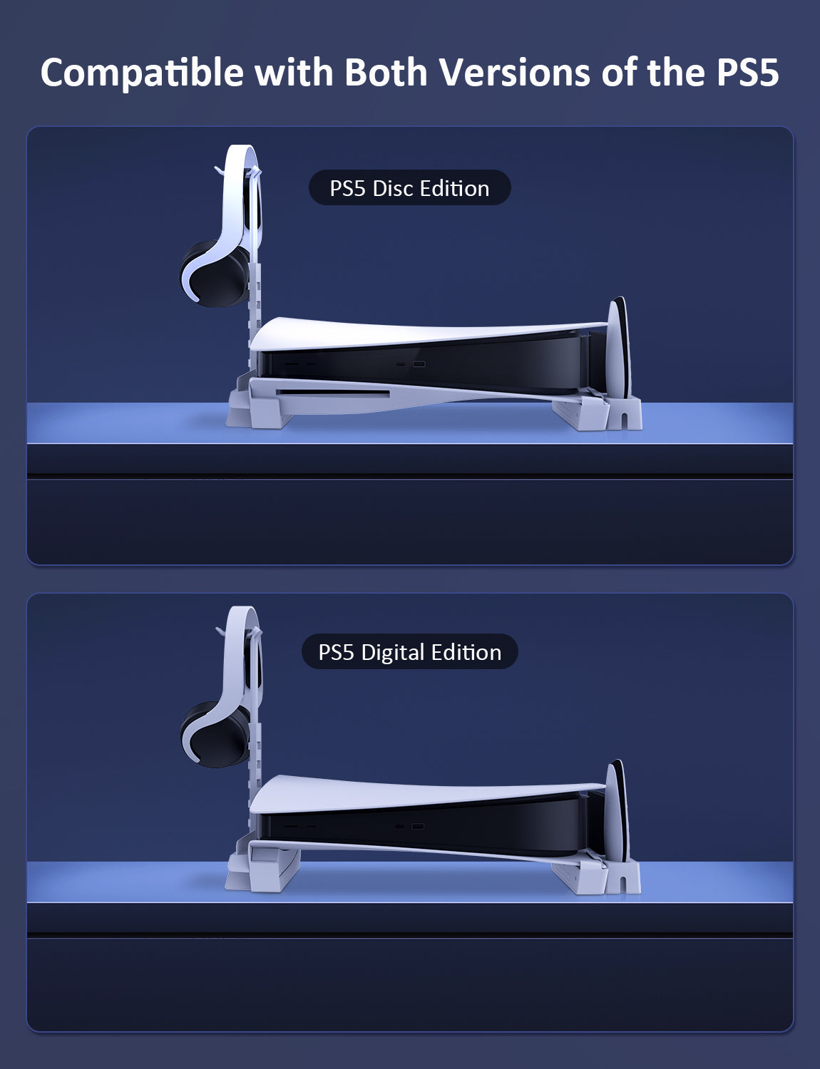 PS5 Modular System is compatible with PS5 Disc Edition and PS5 Digital Edition.