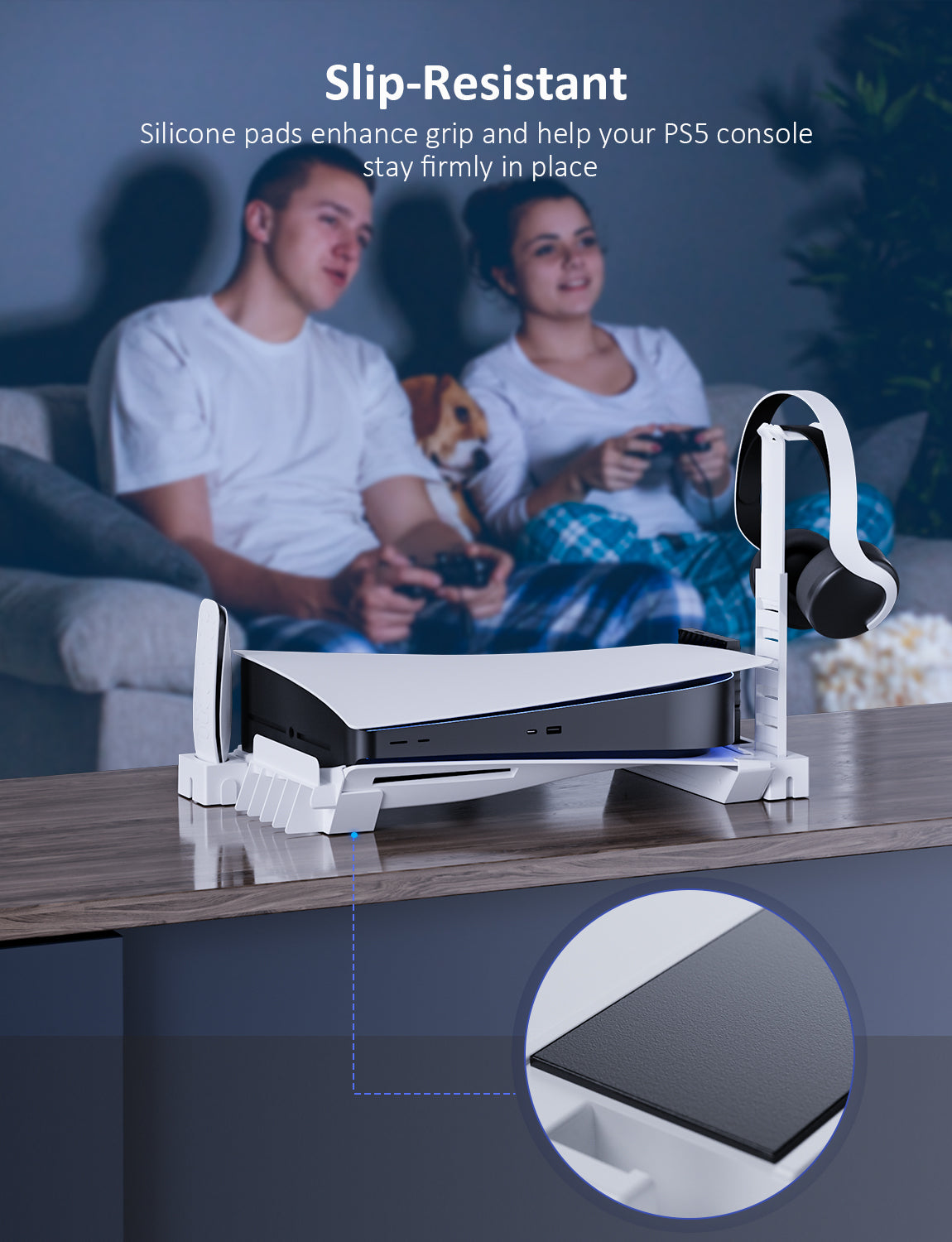 PS5 Modular System's bottom features silicone anti-slip pads.