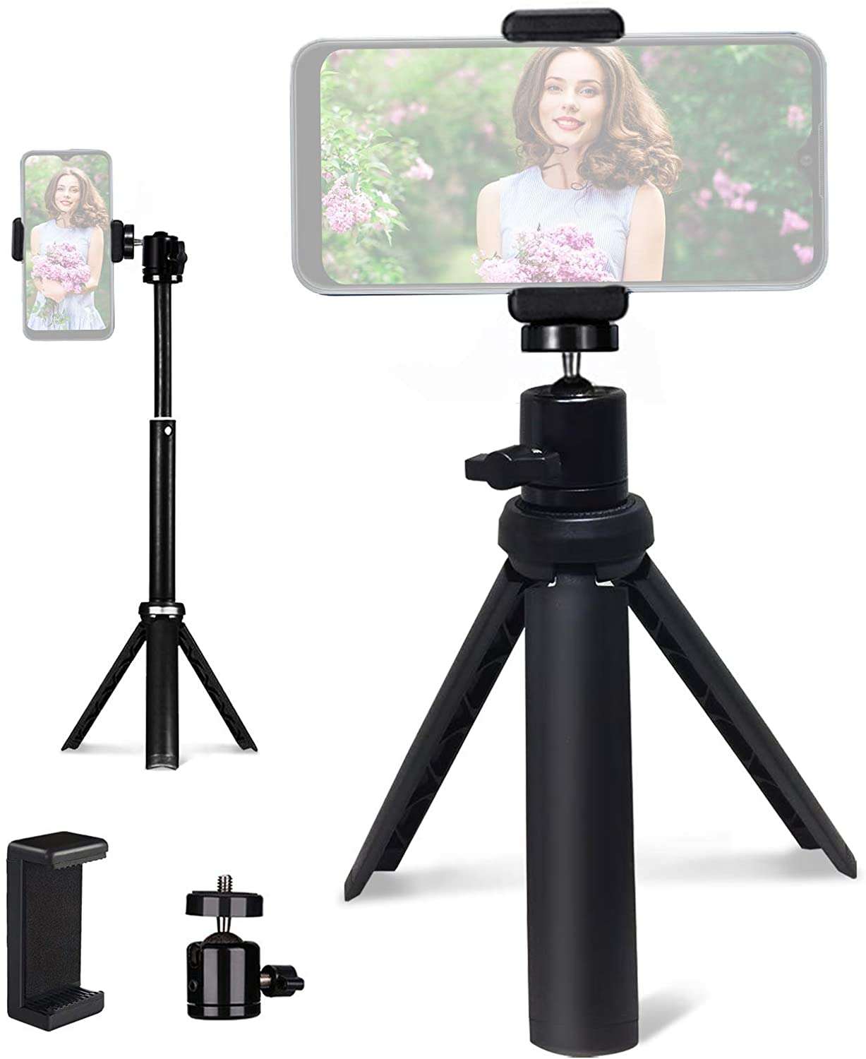 A mini tripod suitable for smartphones and cameras