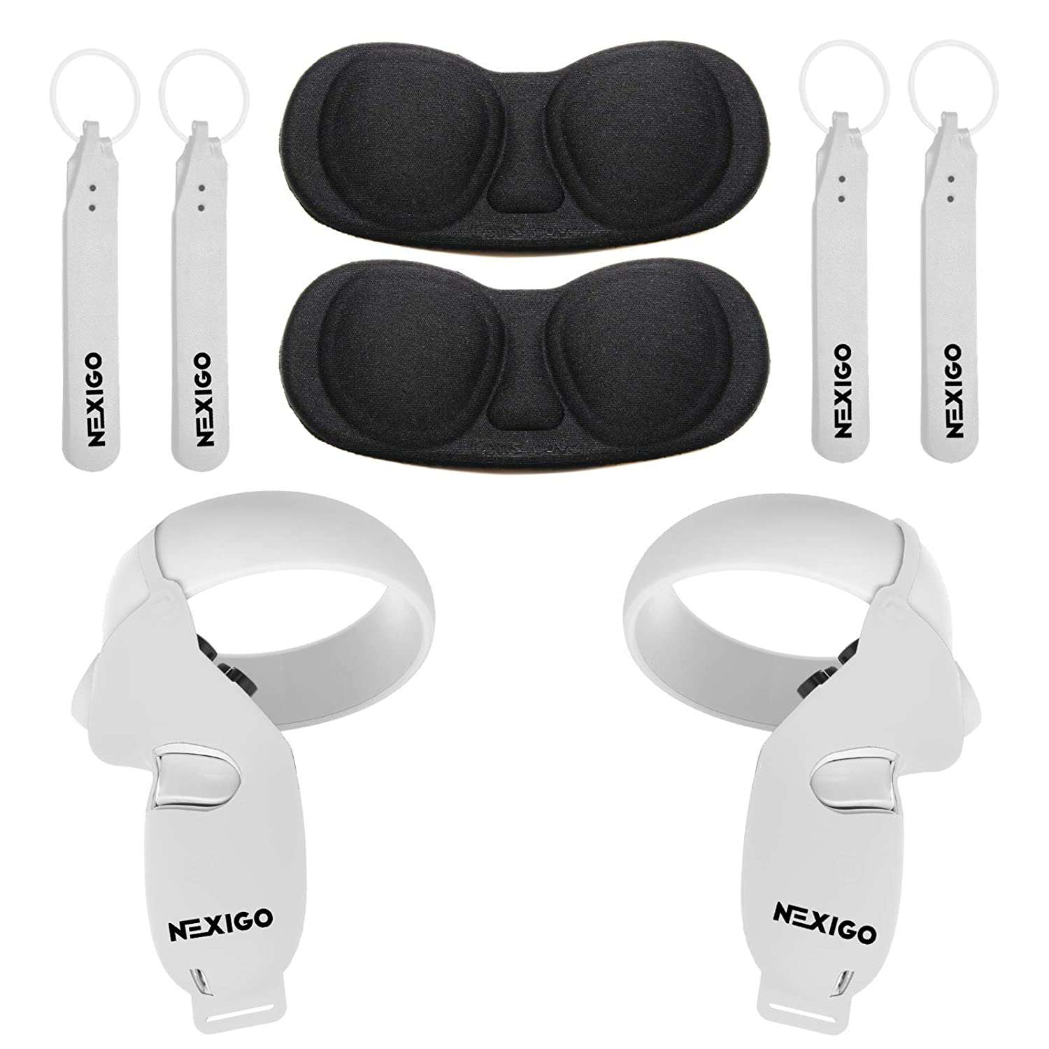 Touch Controller Grip Cover & Knuckle Strap & Lens Protect Cover Set for Oculus Quest 2, Matte White