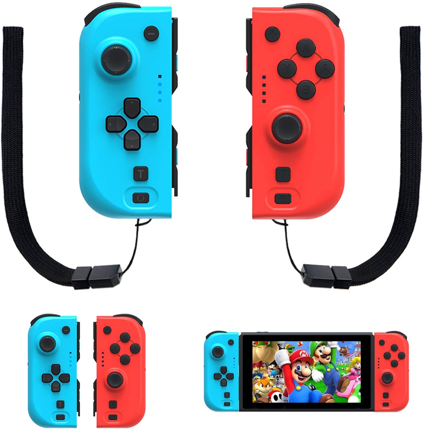 Red and black Switch Joy-Cons come with two straps.