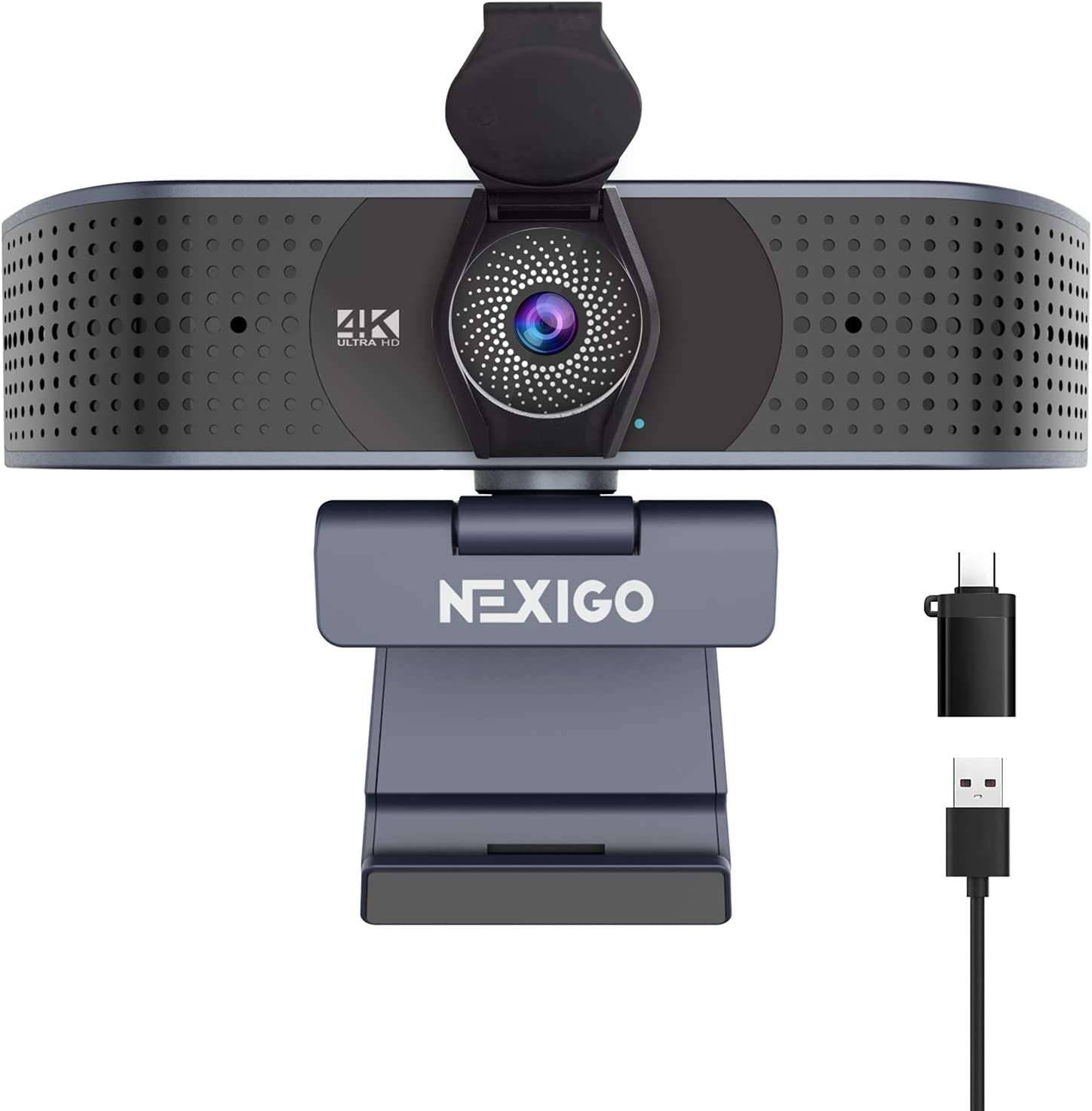 The NexiGo N690 webcam comes with a USB and an A-to-C converter.