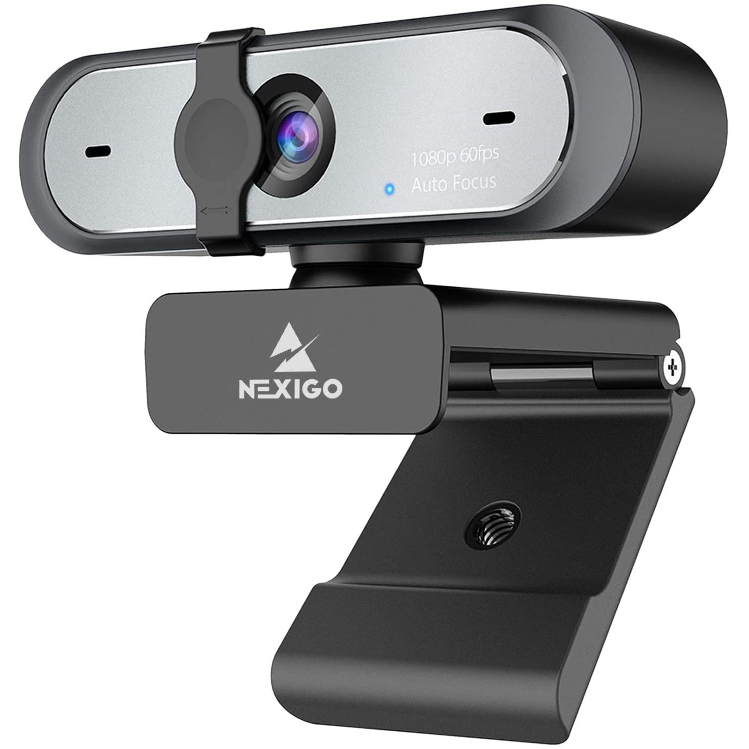 The black autofocus 1080p 60fps webcam with shutter and flexible clip
