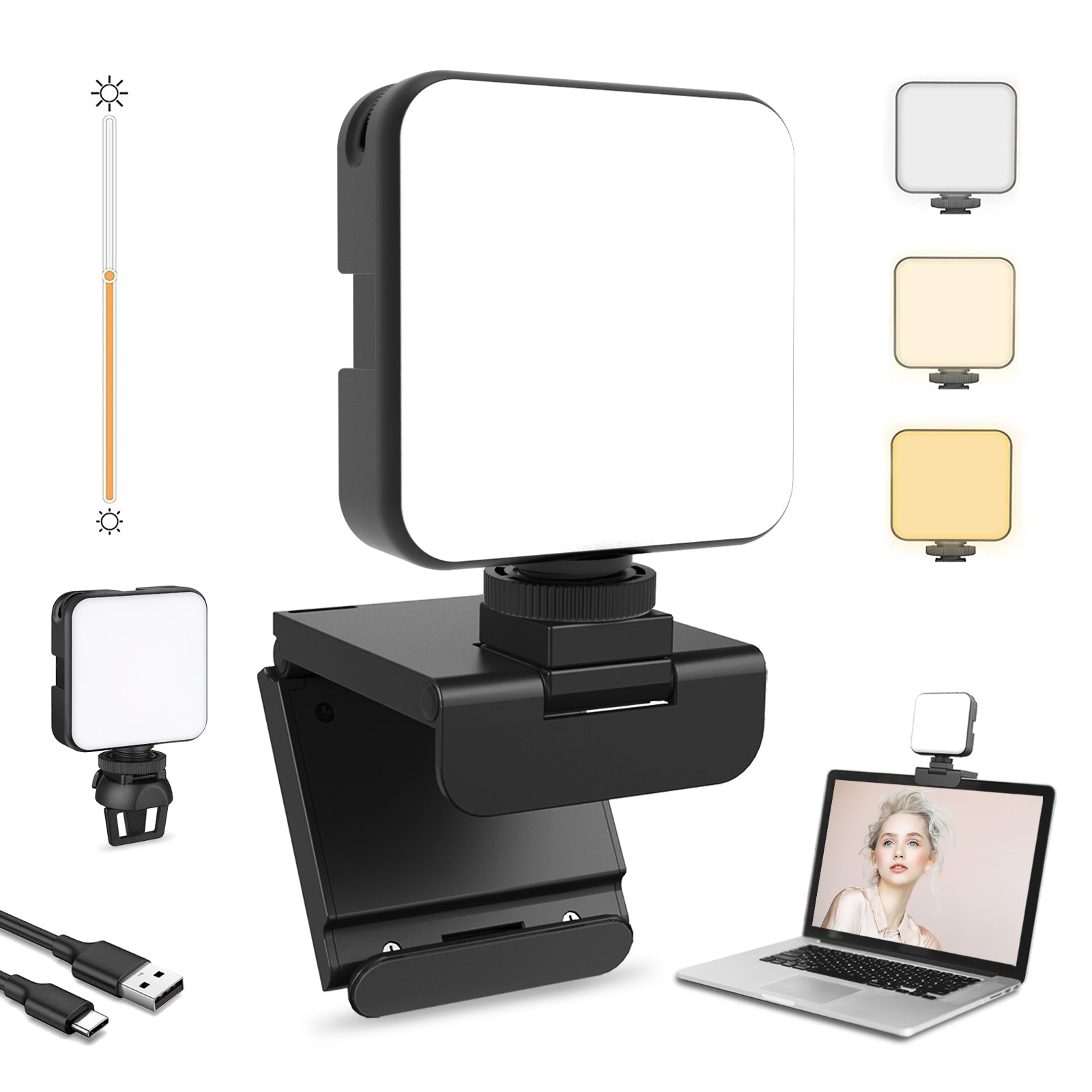NexiGo Video Conference Lighting Kit, Dimmable & Rechargeable Glow Light with Clip