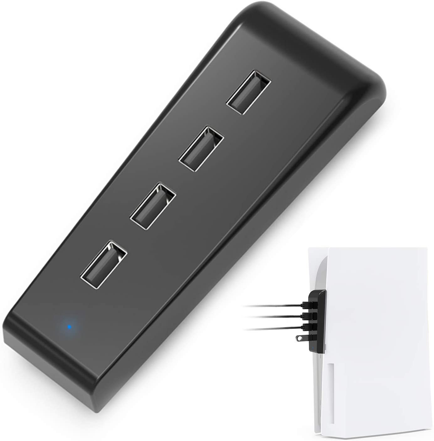 4-port USB hub, compatible with PS5 console for expanded connectivity.