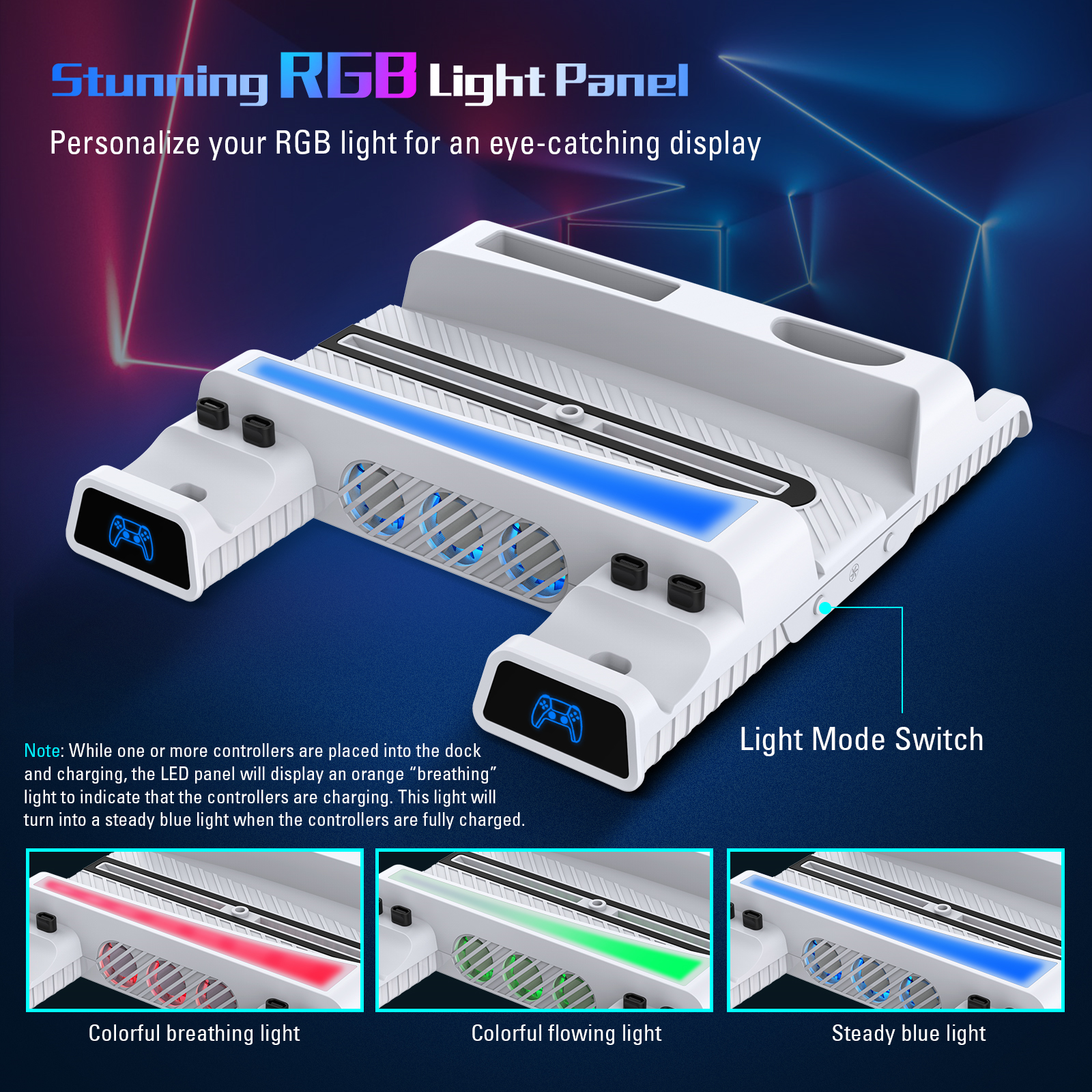 NexiGo PS5 Vertical Stand with Headset Holder & RGB Light NexiGo PS5 Vertical Stand with Headset Holder & RGB Light