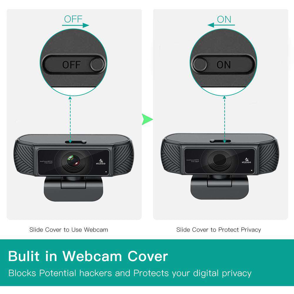 Privacy cover switch is located on the top of the webcam. Push right to activate the cover.